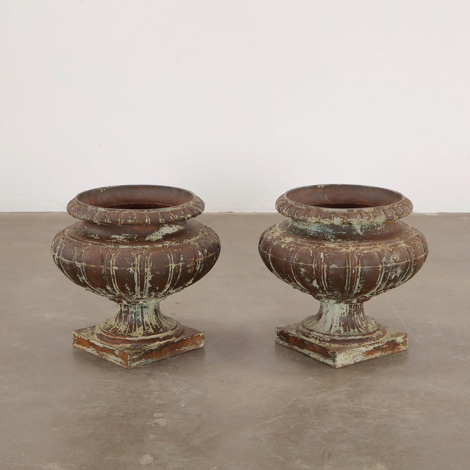Pair of French 19th Century Cast Iron Campagna-Form Urn Planters (1 of 10)
