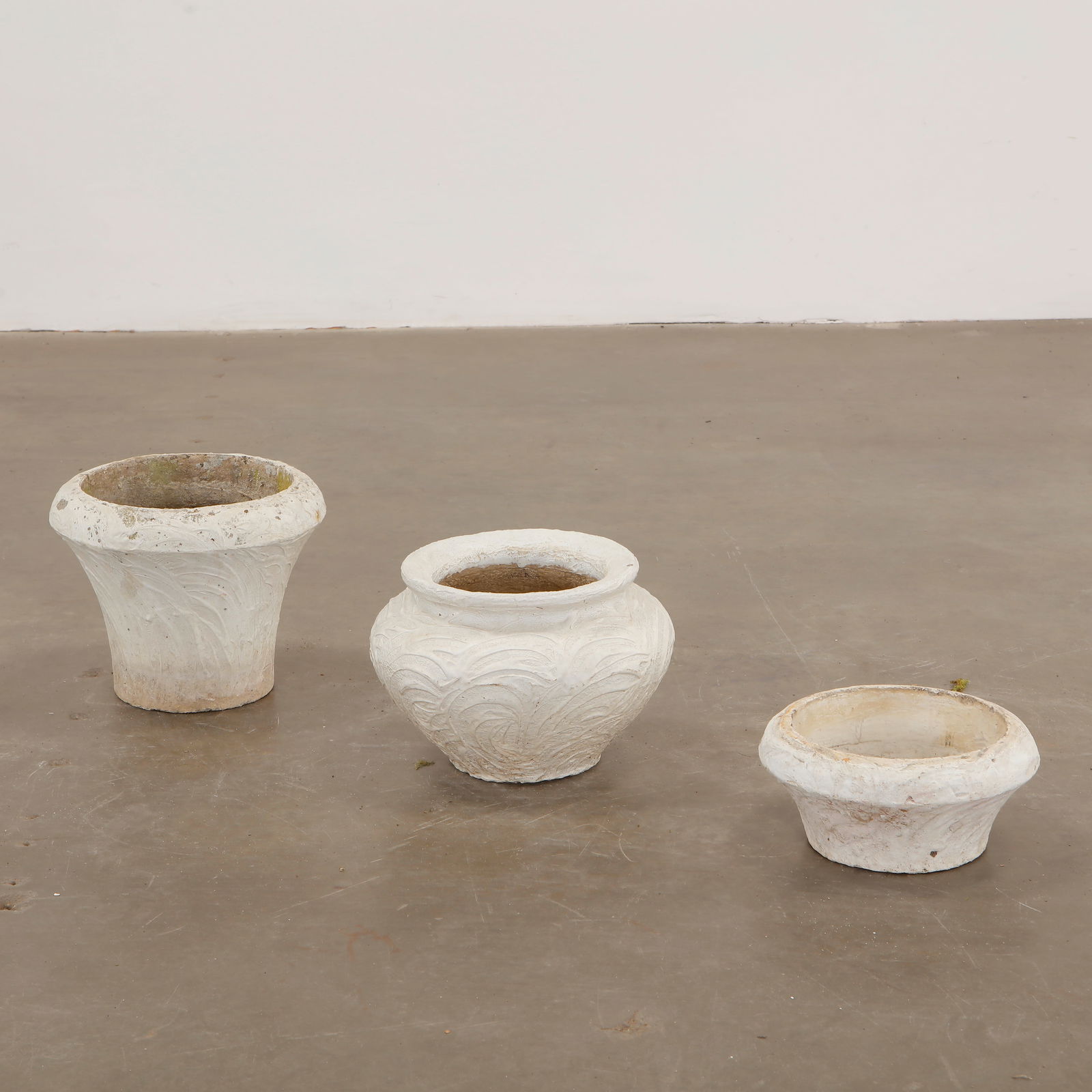 Trio Set of Small Different Shaped White Planters attributed to Grandon Fres, 1960s (1 of 9)