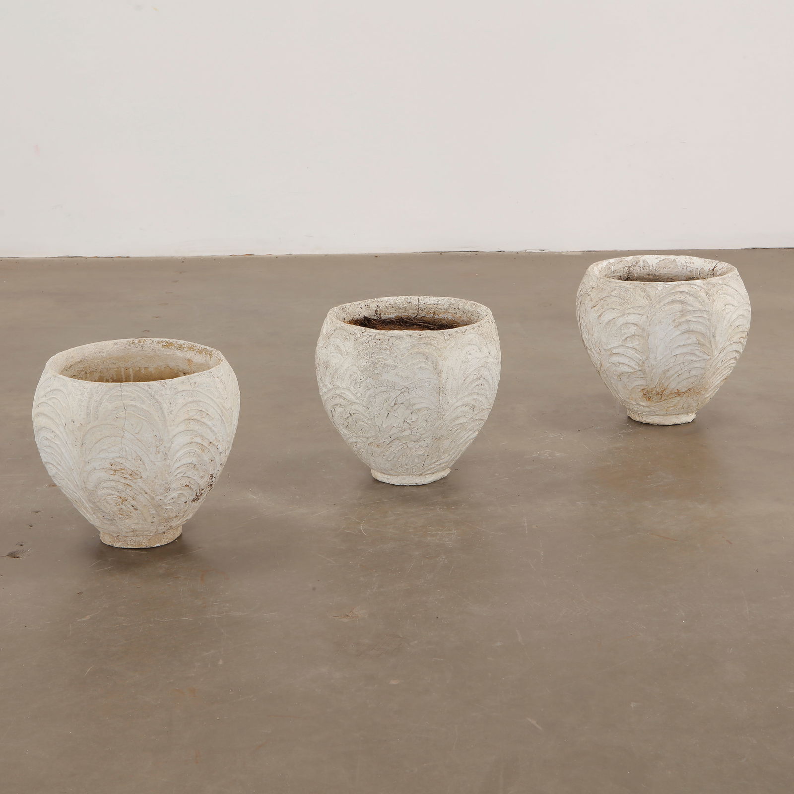 Trio of Small White Oval Planters attributed to Grandon Fres, 1960s (1 of 7)