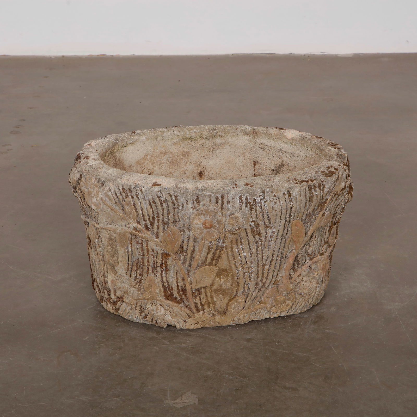 Faux Bois Oval Planter with Floral Motif, 1960s (1 of 10)