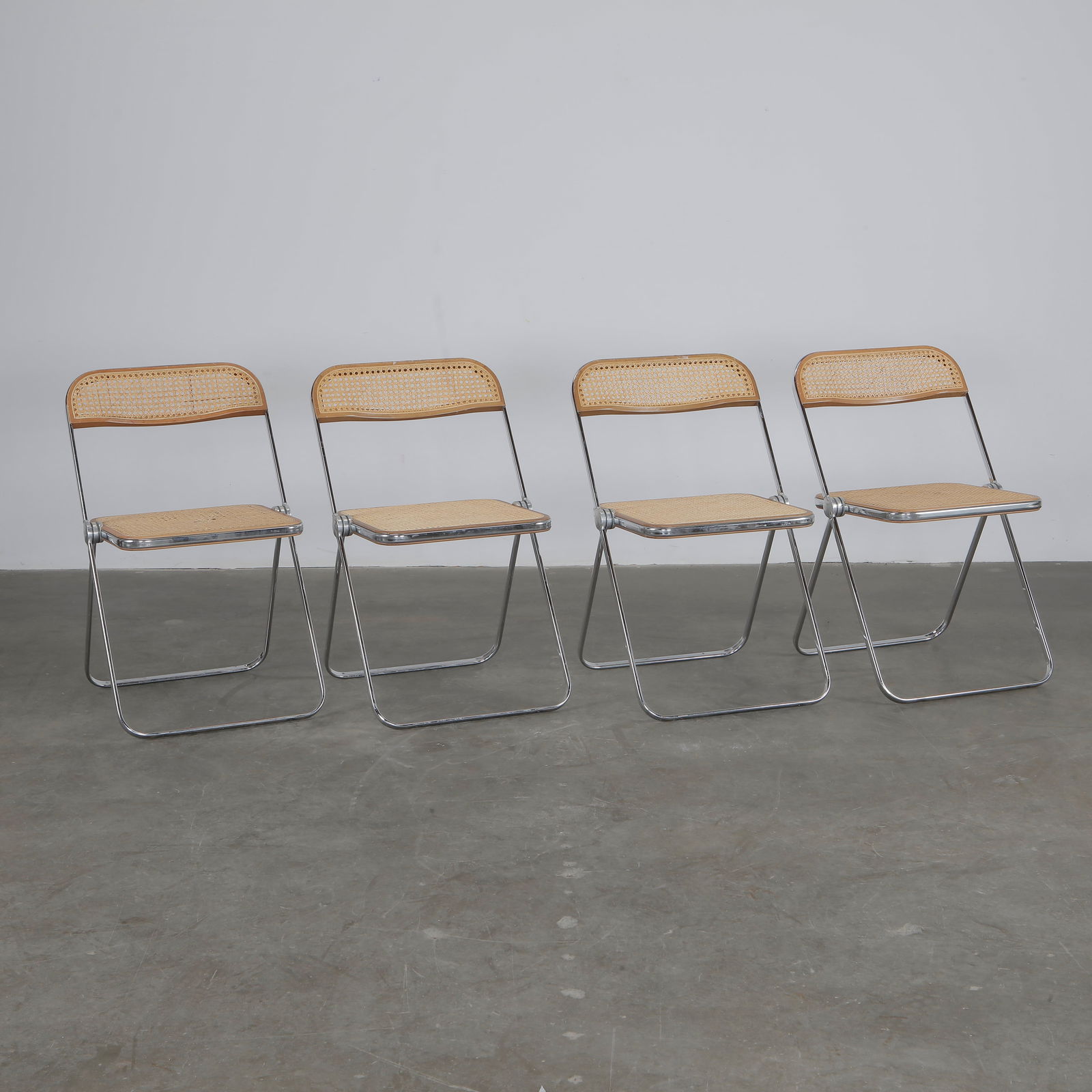 Giancarlo PIRETTI, Four Plia Folding Chairs in Chrome and Cane, c. 1967 (1 of 17)