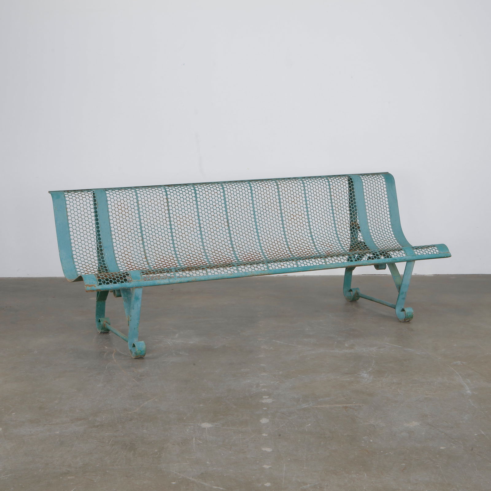 Rene Malaval, Turquoise Public Park Bench, 1950s, France (1 of 12)