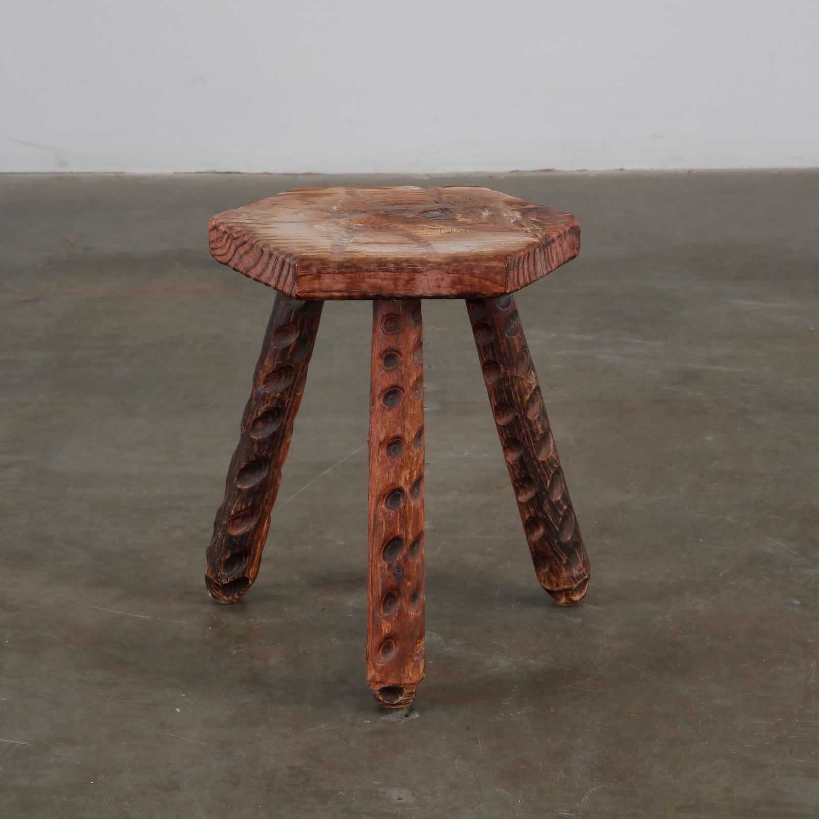 Small Brutalist Wood Footstool, 1960s (1 of 6)