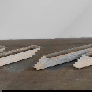 Willy Guhl, Pair of Rectangular Planters, 1960s: Concrete trough planters by Swiss architect Willy Guhl with factory drilled drainage holes. Perfect depth for narrow spaces. Height: 8 in. Width: 36 in. Depth: 8 in.