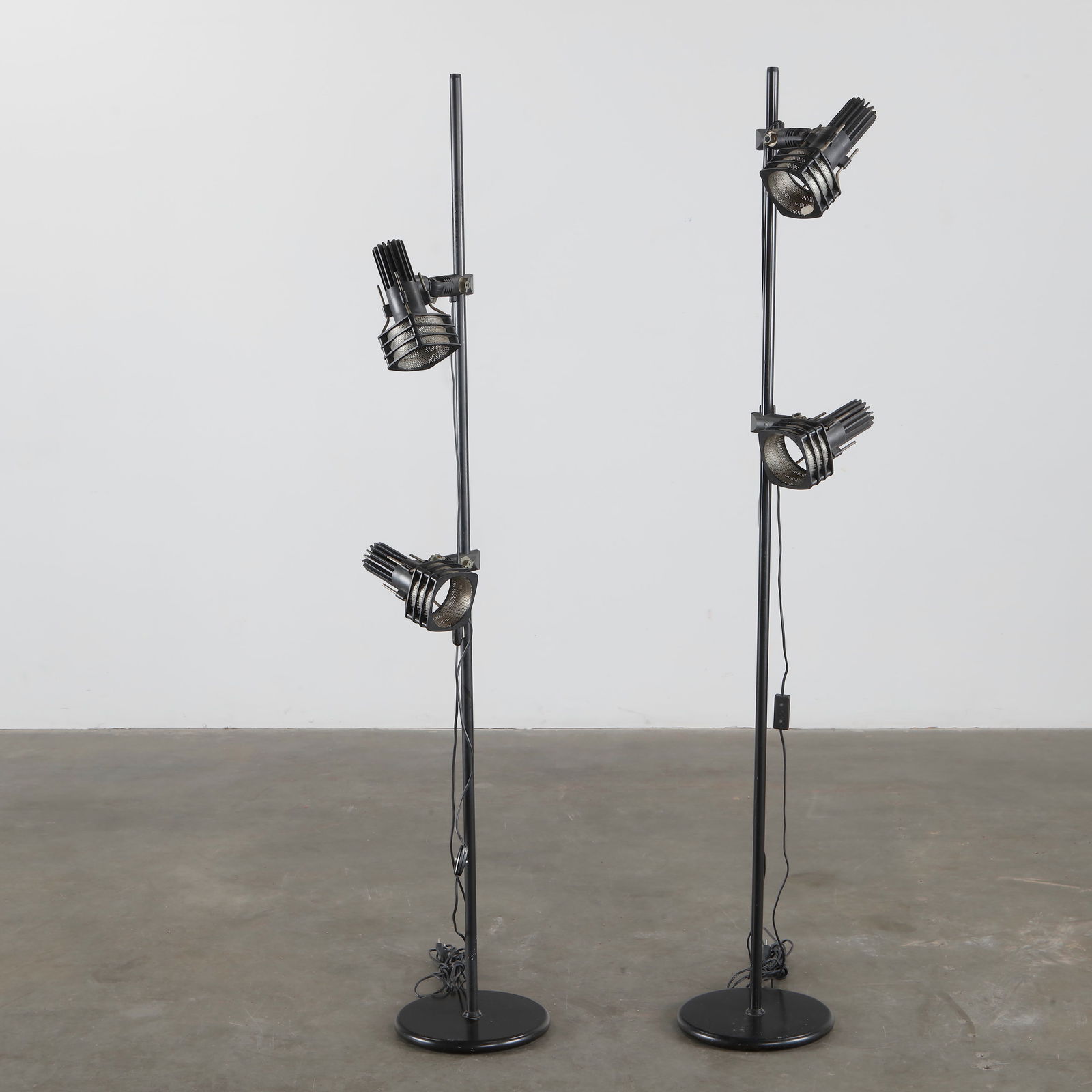 Set of Black Floor Lamps with Adjustable Lights. French Work. c. 1980 (1 of 12)