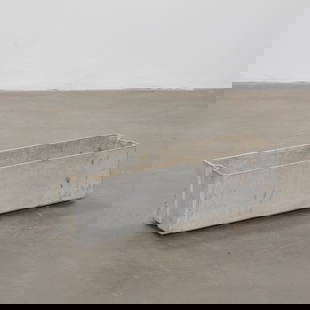 Willy Guhl, Rectangular Planter, 1960s: Minimalist and functional, this long fiber cement planter by Willy Guhl exemplifies 1960s modernist utility with enduring garden appeal. Width: 10 in. Length: 39 in. Height: 9.75 in.