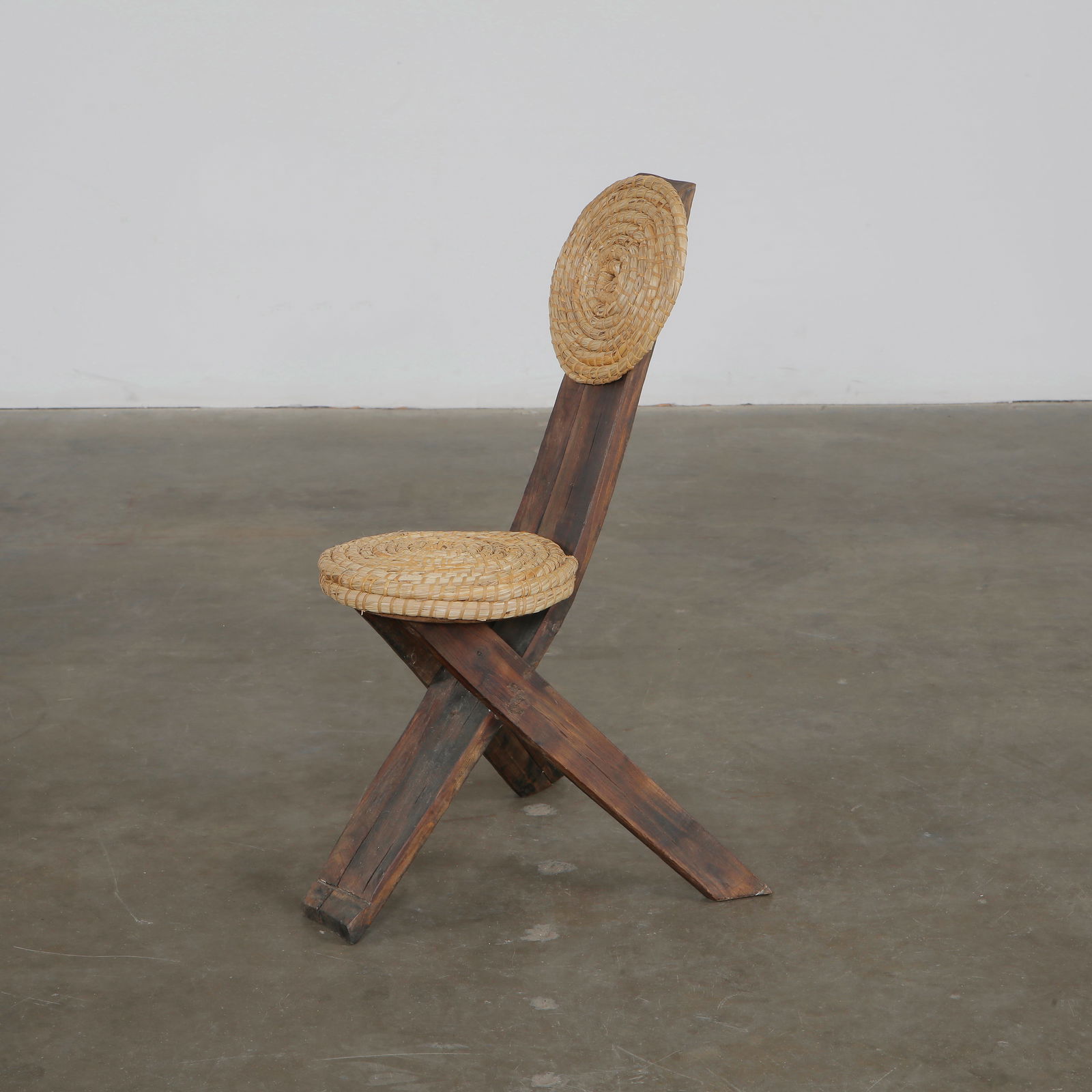 Audoux-Minet Rope & Wood Chair, 1950s (1 of 9)