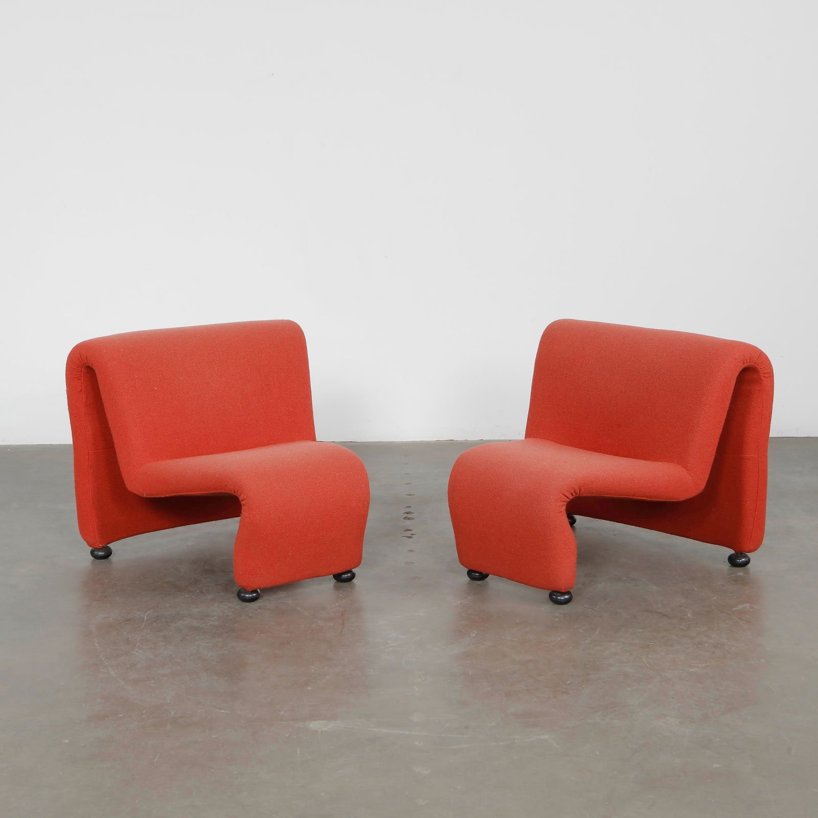 Etienne Fermigier, Pair of Red Armchairs "Actual" Model, 1960s (1 of 12)
