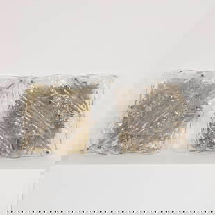 Pair of Large Murano Glass Sconces, 1970s: Impressive pair of large Murano wall sconces with thick, textured glass. Italy, 1970s. Height: 20 in. Width: 18 in. Depth: 5 in.