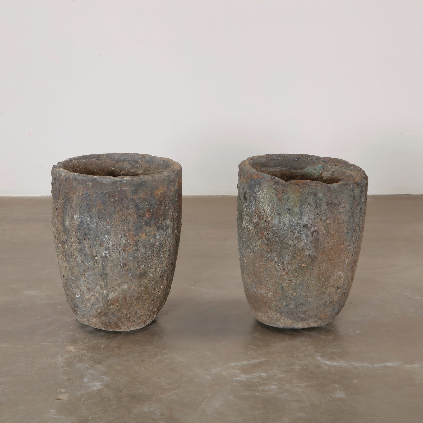 Pair of French Foundry Melting Pot Lava Stone Smelting Planters, 1960s (1 of 6)