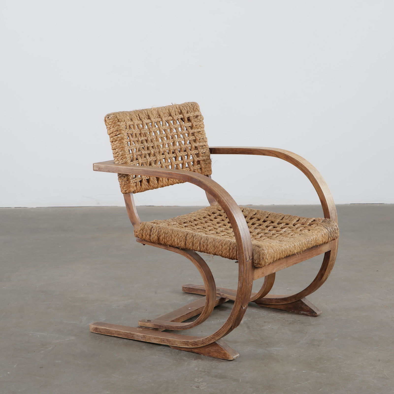 Audoux Minet, Wooden and Rope Armchair, 1930s (1 of 10)