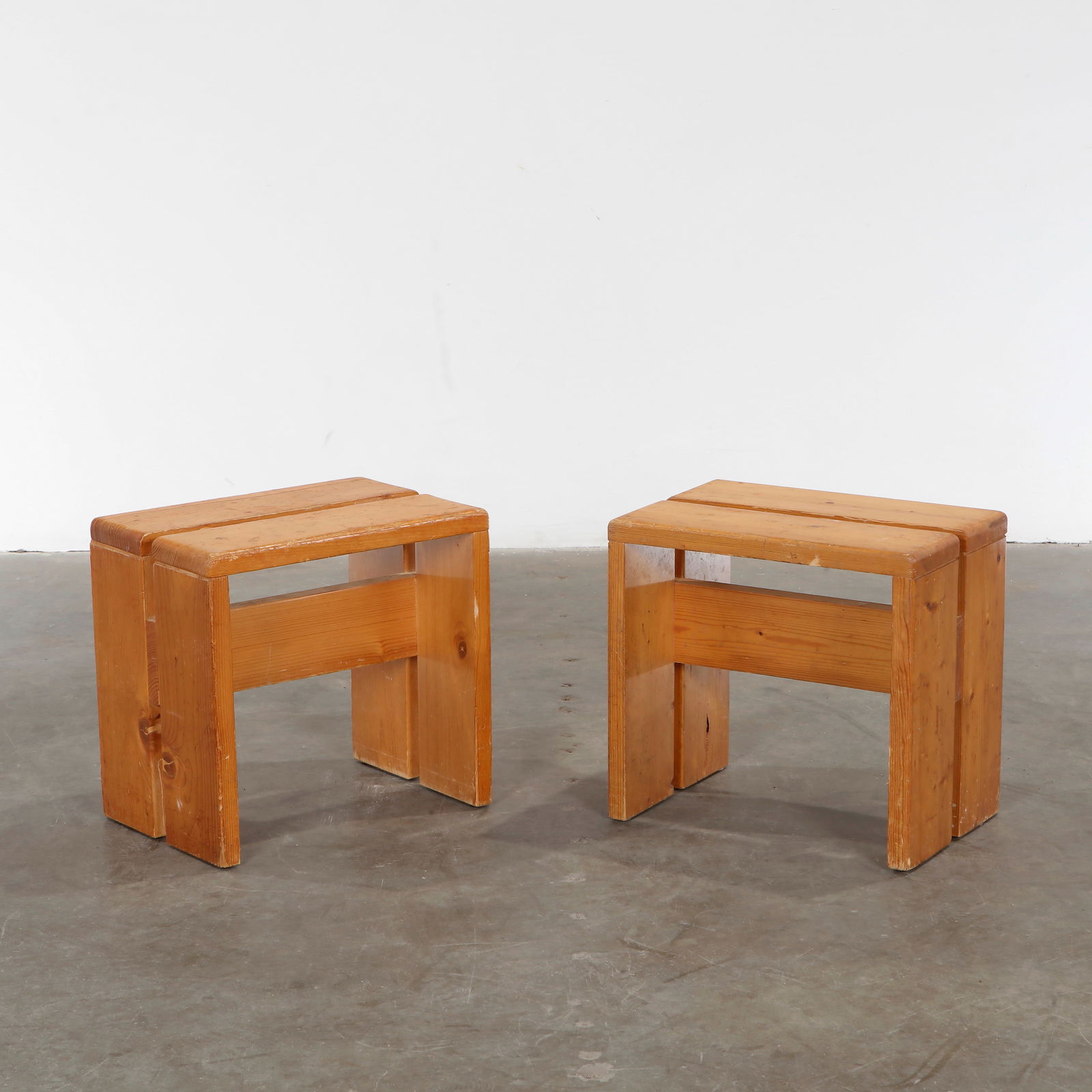 Charlotte Perriand, Pair of Stools for Les Arcs 1600, 1960s (1 of 13)