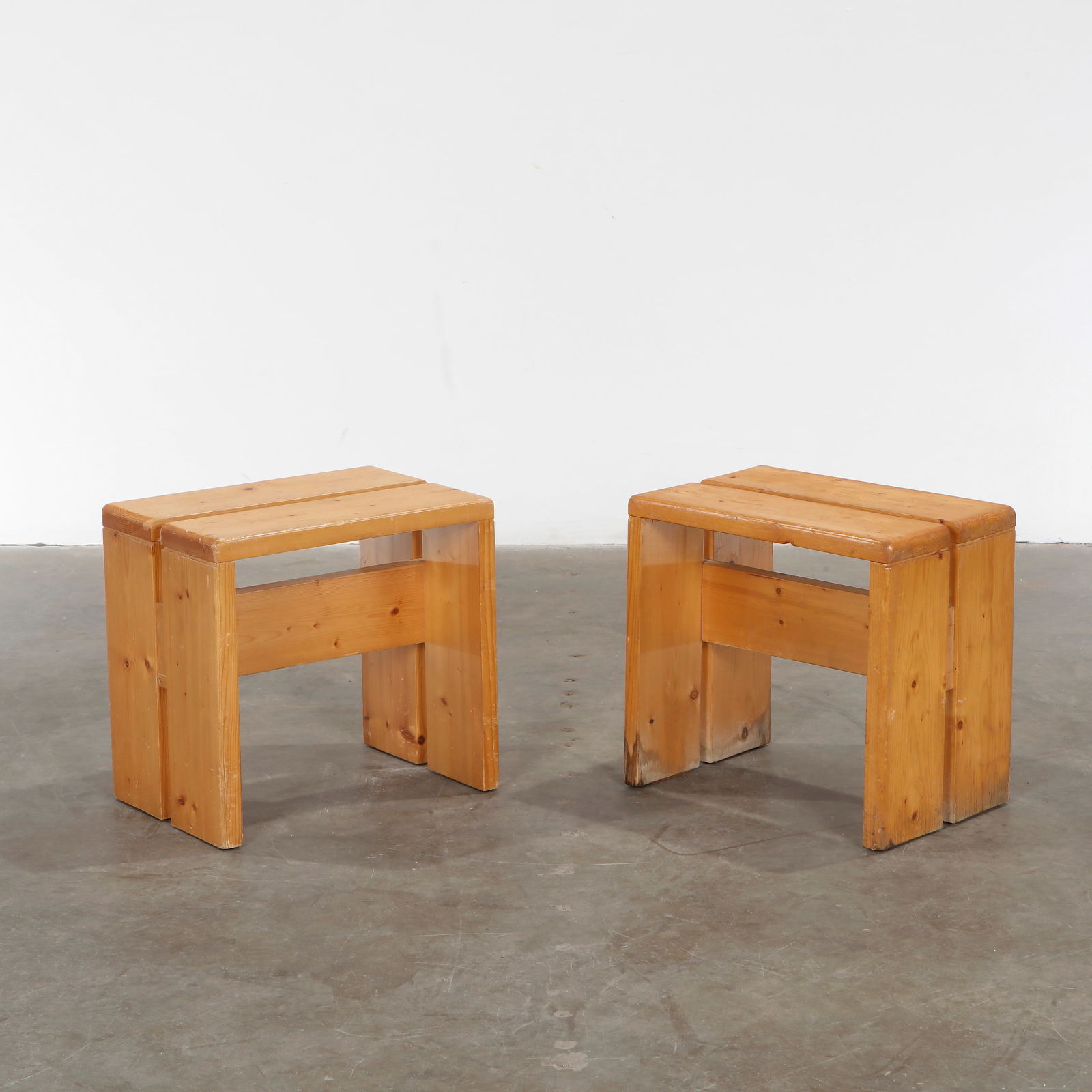 Charlotte Perriand, Pair of Stools for Les Arcs 1600, 1960s (1 of 13)