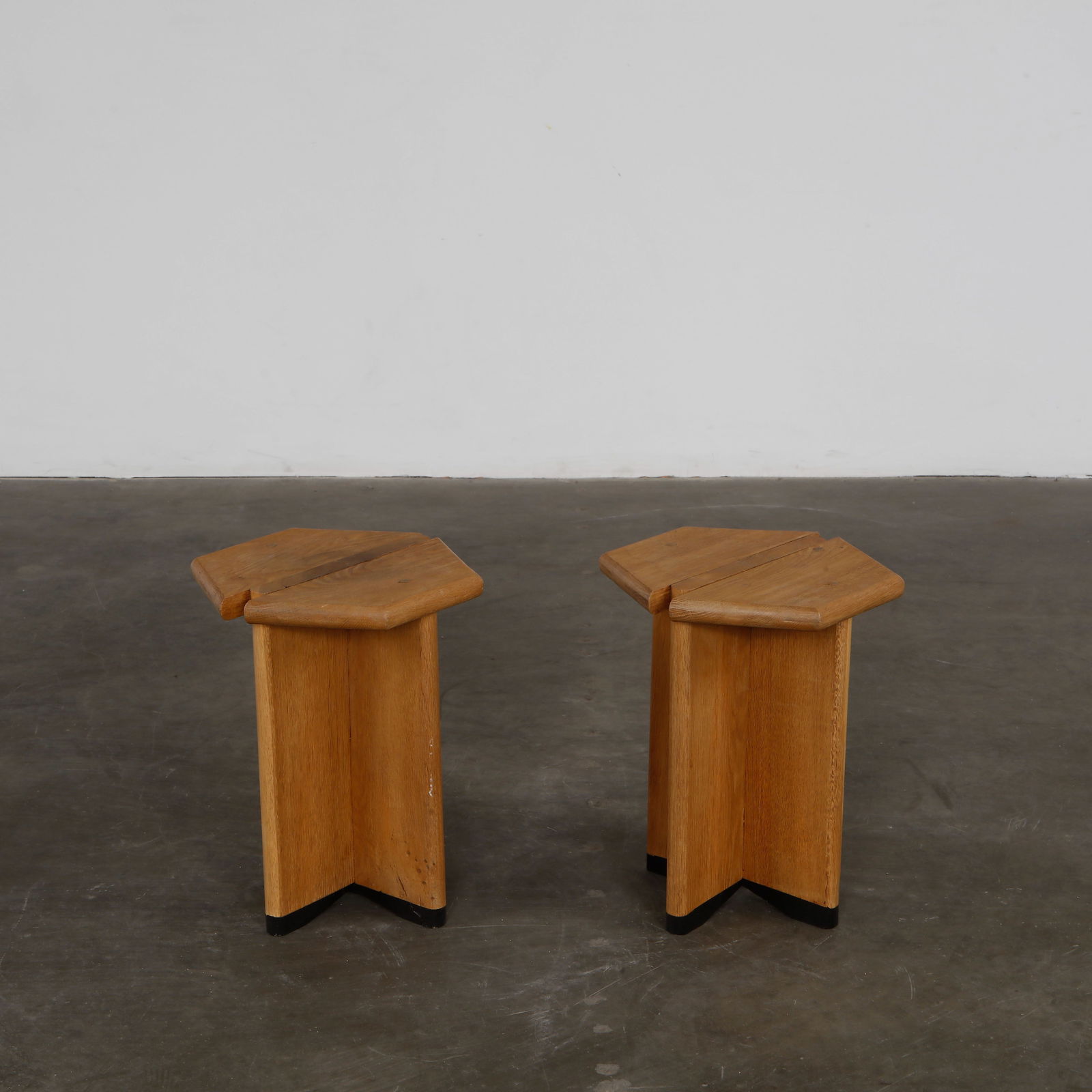 Pair of Wooden Stools Attribuded to Rene Martin, France, 1960s (1 of 11)