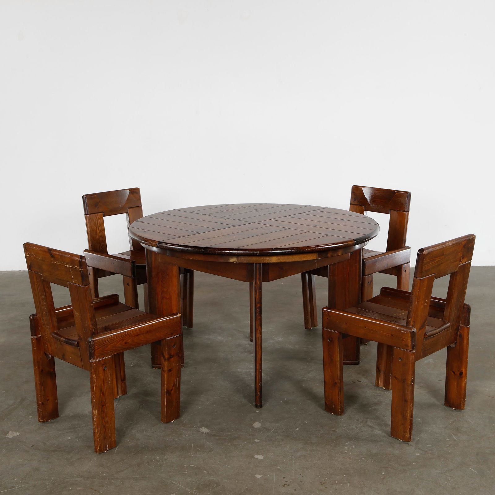 Silvio Coppola, Dark Wood Dining Table with Four Chairs, 1970s (1 of 20)