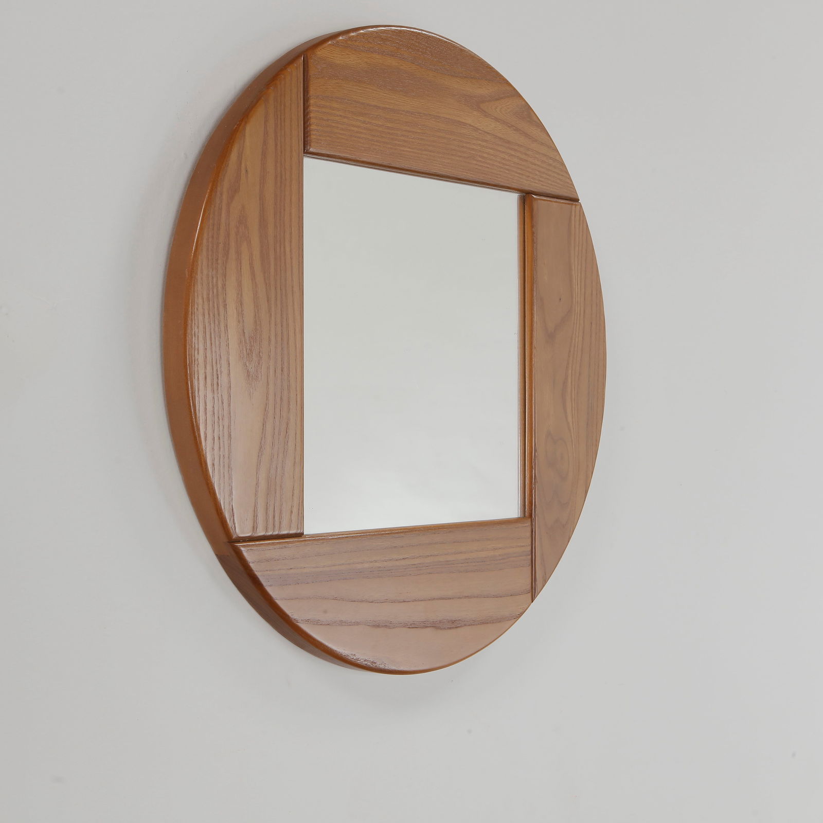 Maison Regain, Round Elm Mirror, 1960s (1 of 2)