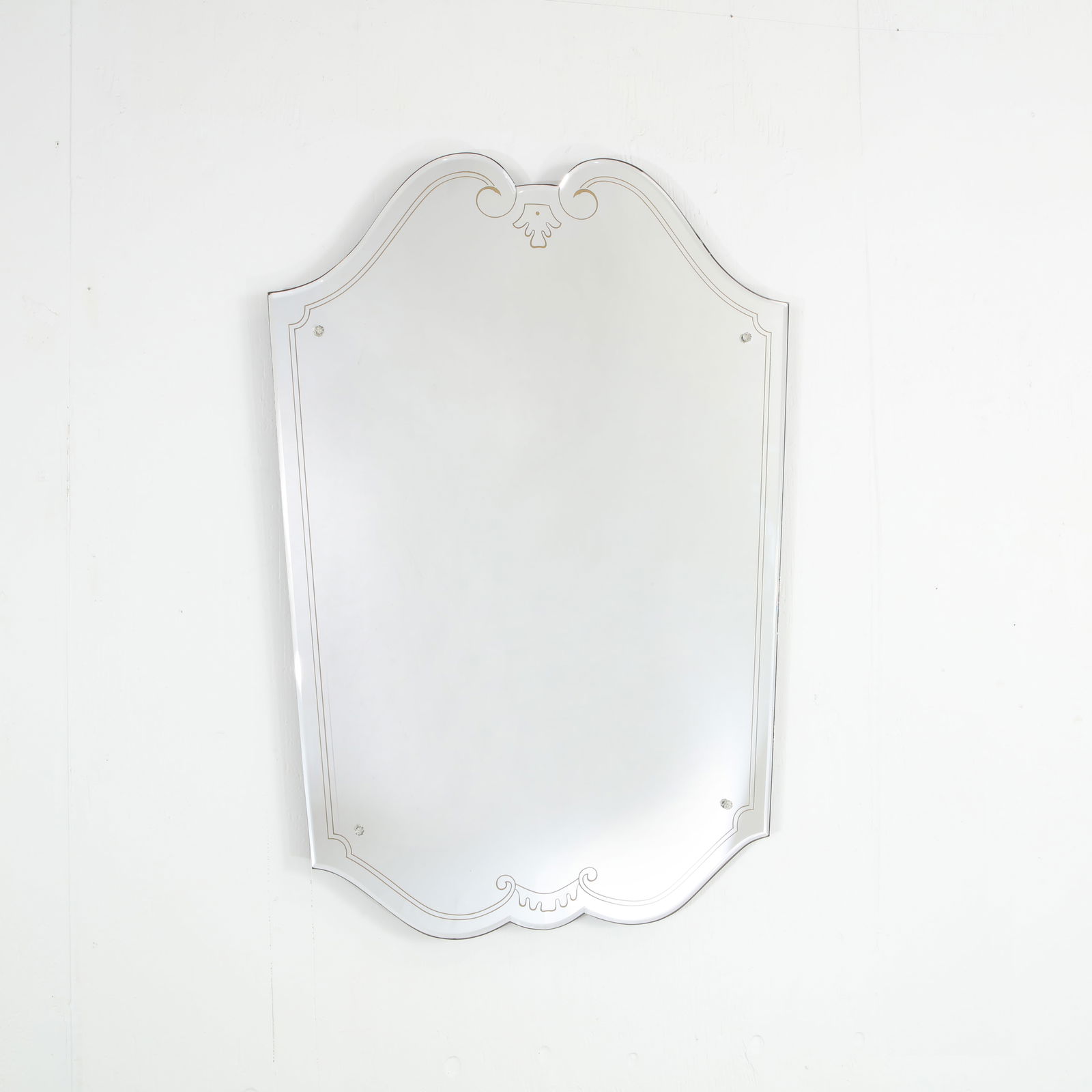 Venetian-Style Beveled Mirror with Etched Details, 1950s (1 of 6)