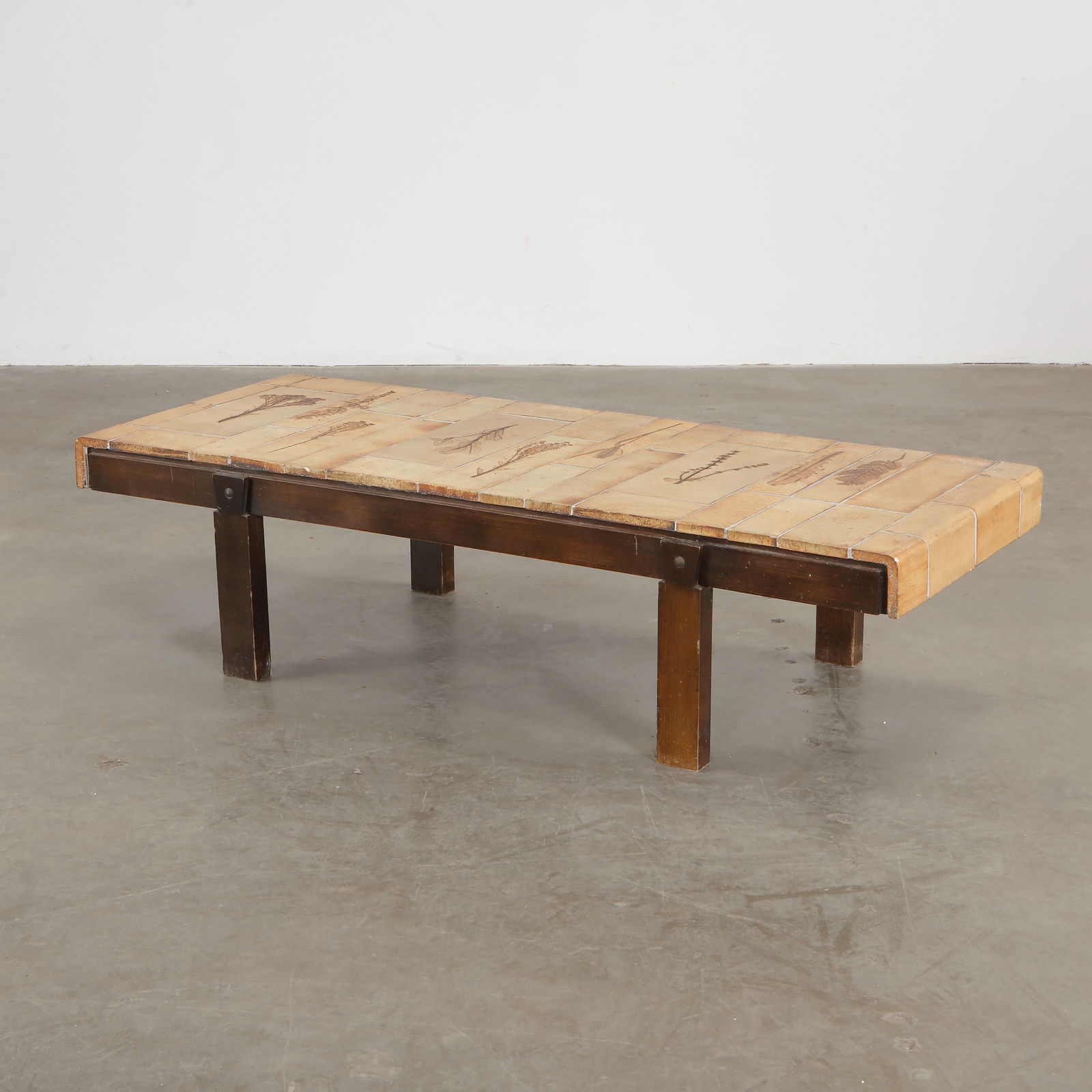 Roger Capron, Ceramic and Floral Print Coffee Table, 1960s (1 of 8)