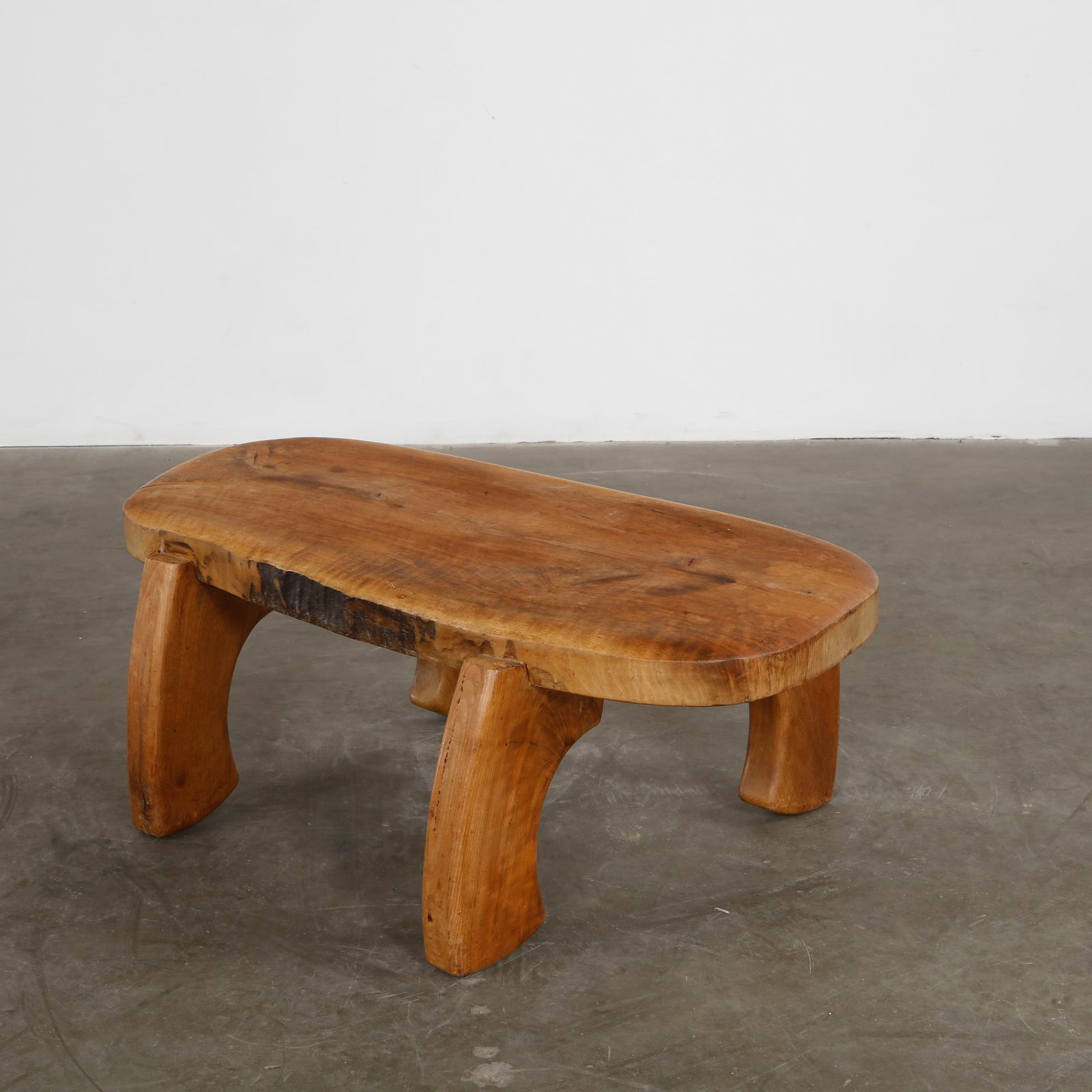 Handmade Brutalist Elm Coffee Table, 1970s (1 of 11)
