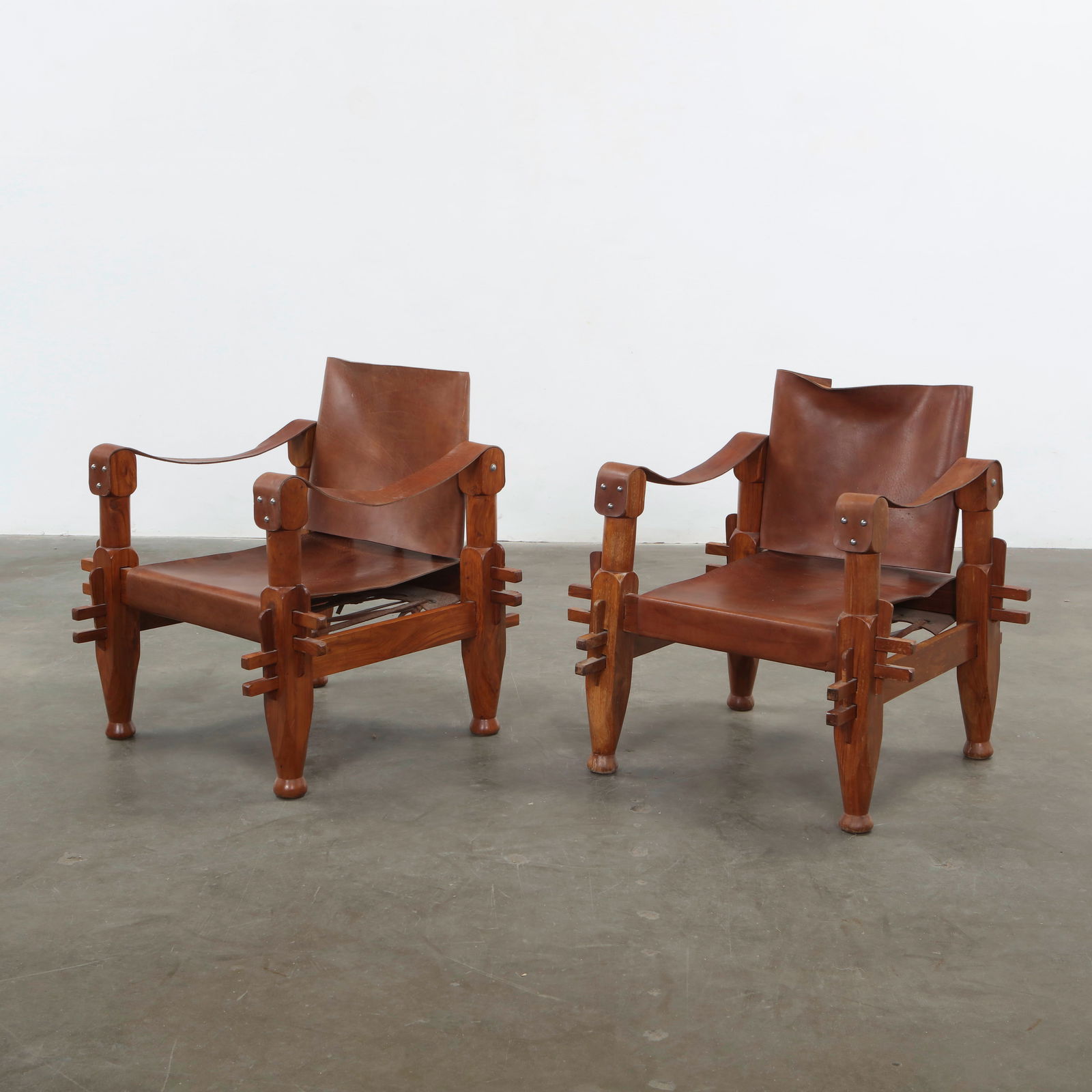Pair of Brazilian Leather and Wood Armchairs, 1970s (1 of 17)
