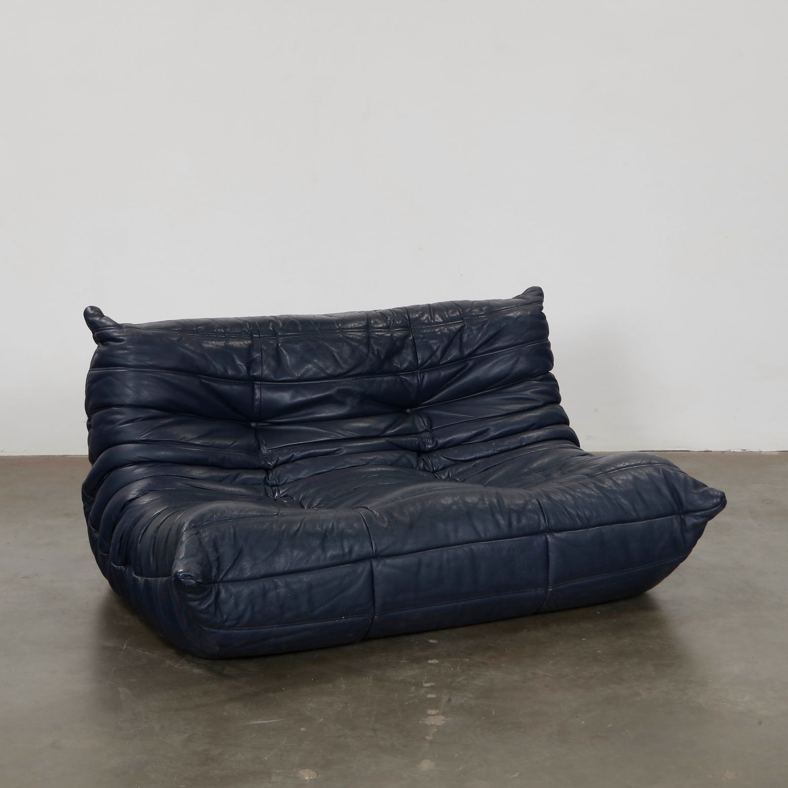 Michel Ducaroy for Ligne Roset, Navy Blue Two-Seater Togo Sofa, 1980s (1 of 12)