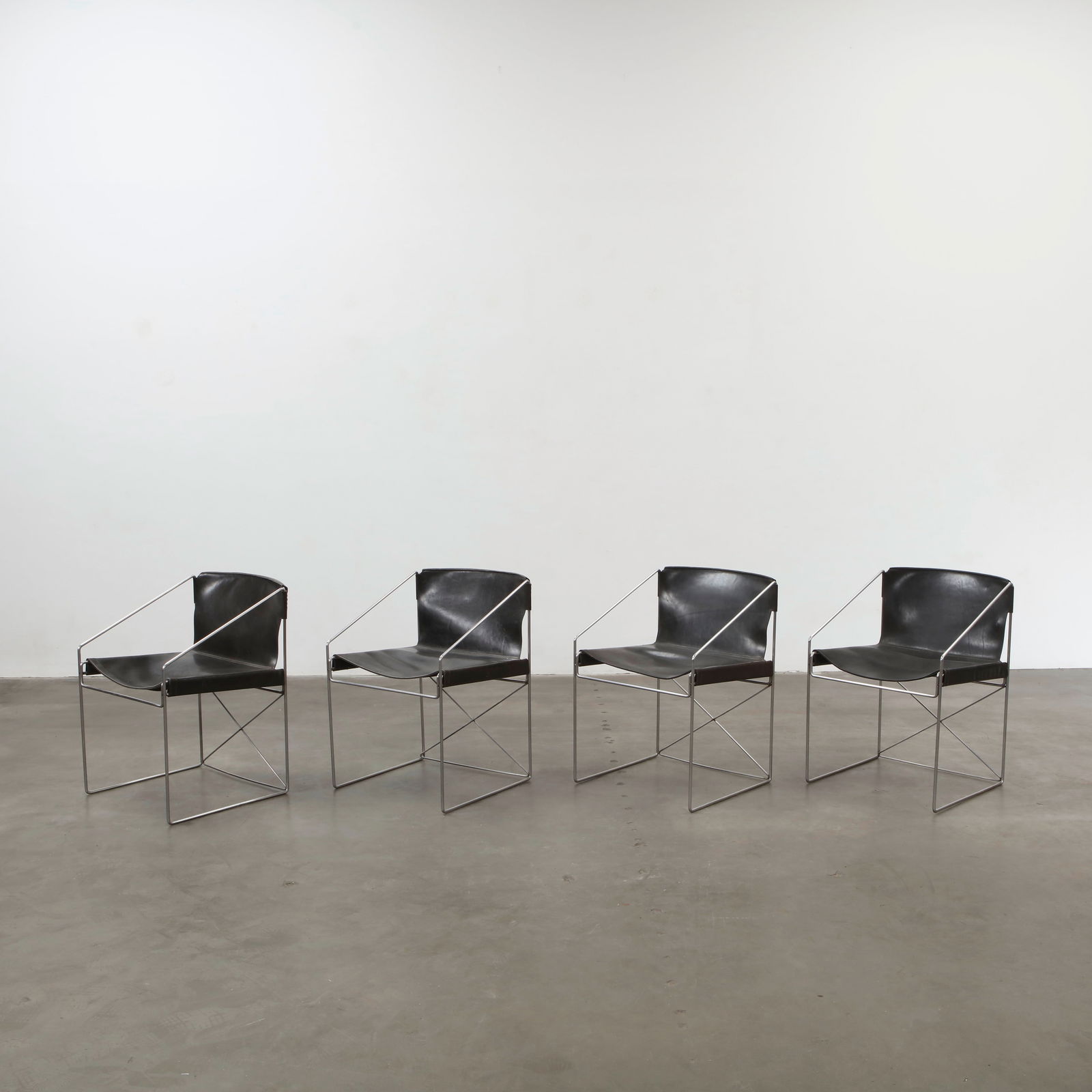Set of Four Italian Leather and Steel Chairs, 1970s (1 of 19)