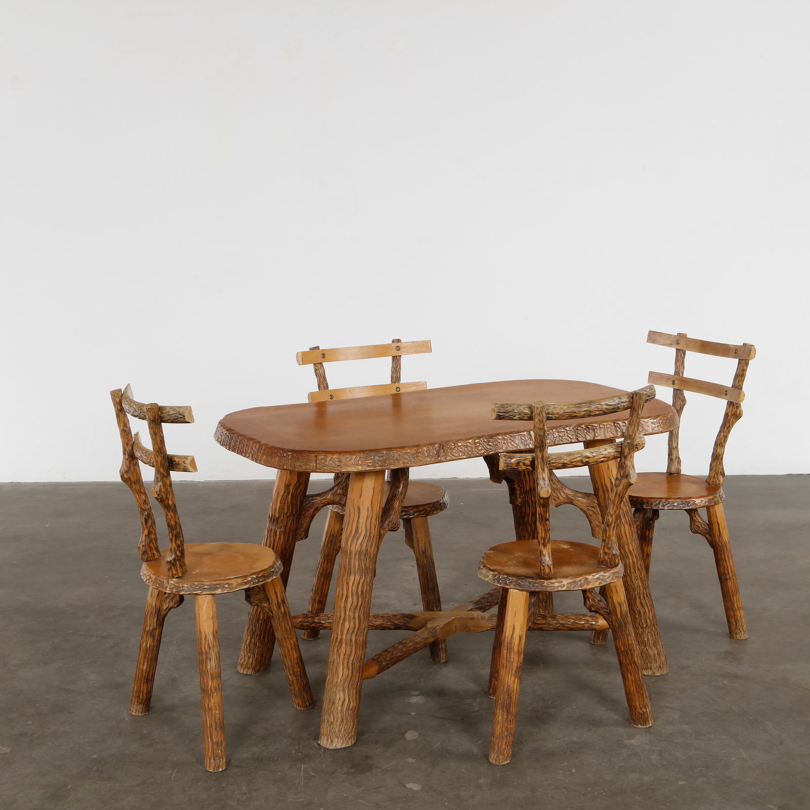 Brutalist Dining Set with Table and Four Chairs, 1960s (1 of 19)