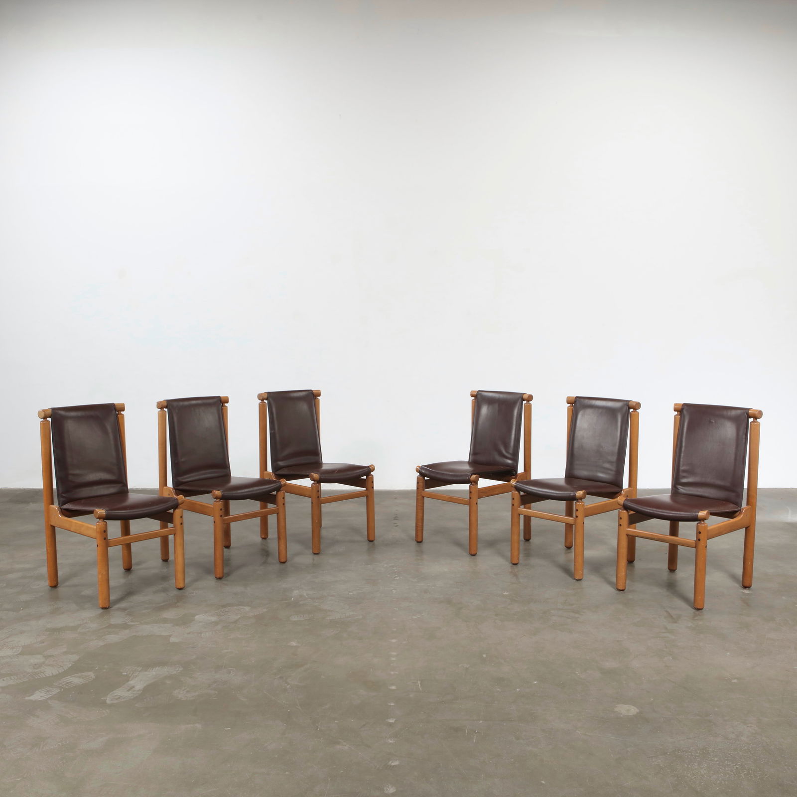 Ilmari Tapiovaara, Set of Six Wood and Leather Chairs, Finland, 1960s (1 of 20)