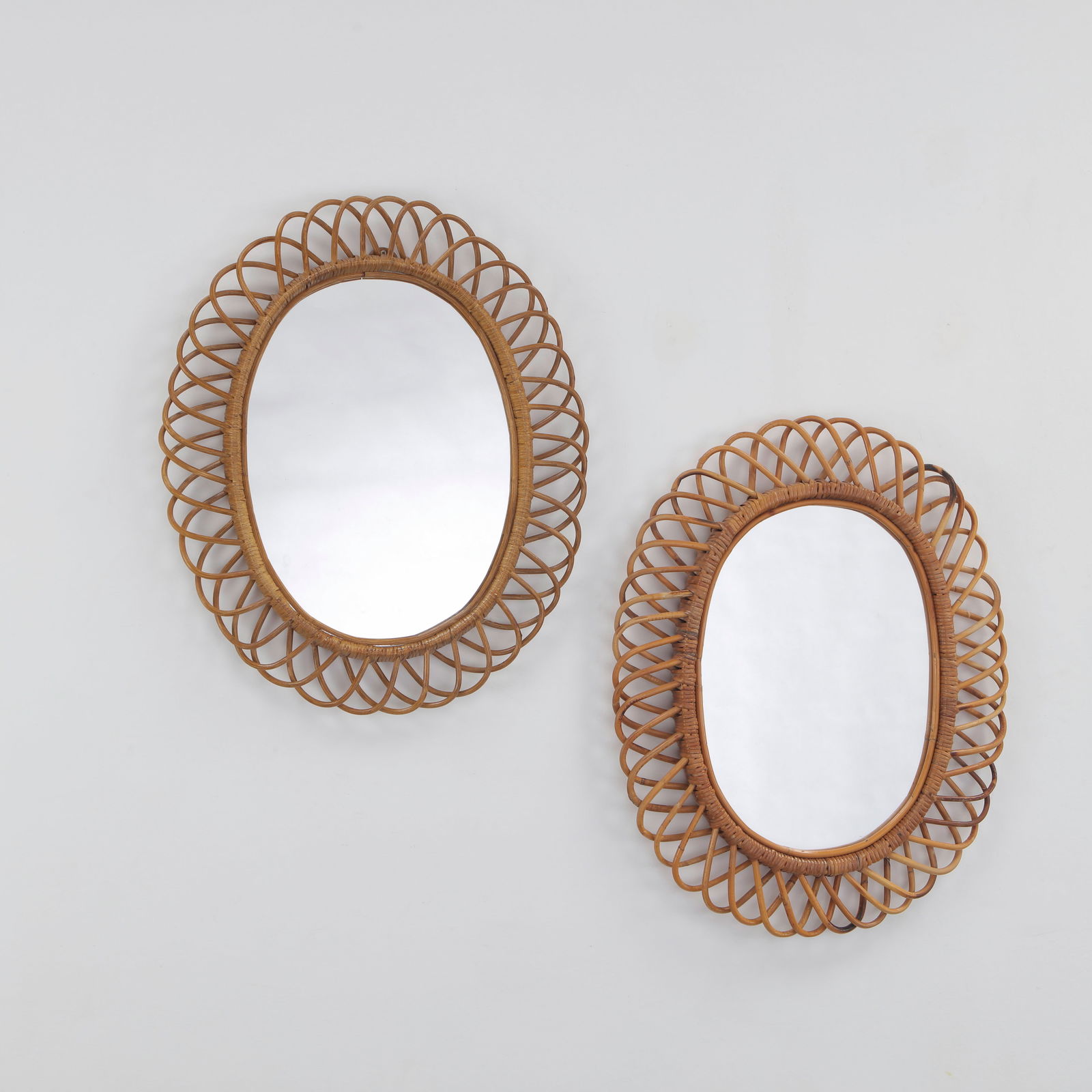 Pair of Italian Rattan Mirrors, 1960s (1 of 9)