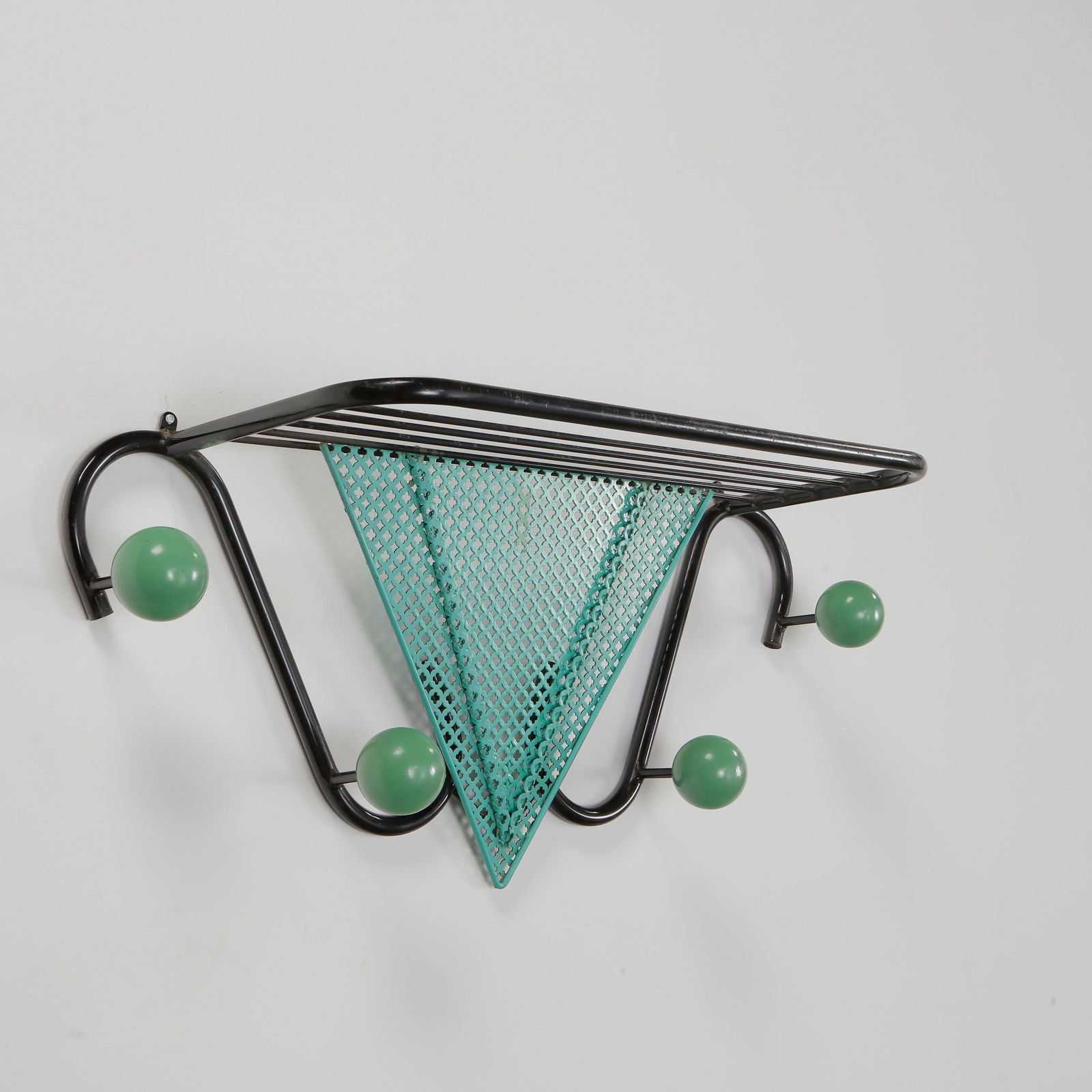 Perfored Wall-Hung Coat Rack Attribuded to Roger Feraud, 1950s (1 of 4)
