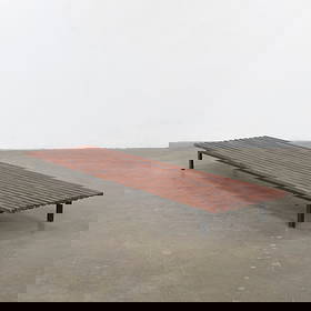 Charlotte Perriand for Steph Simon Gallery, Cansado Large Bench, 1950s: Cansado wooden bench designed by Charlotte Perriand in the 1950s for Steph Simon Gallery. The Cansado collection includes minimalist, functional furniture using local and simple materials, reflecting