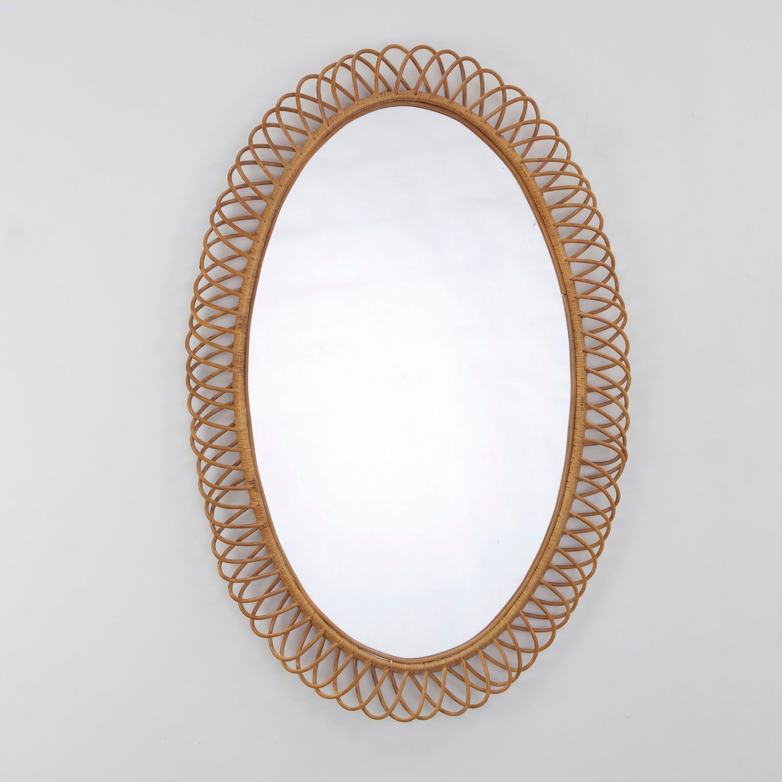 51-Inch Italian Rattan Mirror, 1960s (1 of 5)