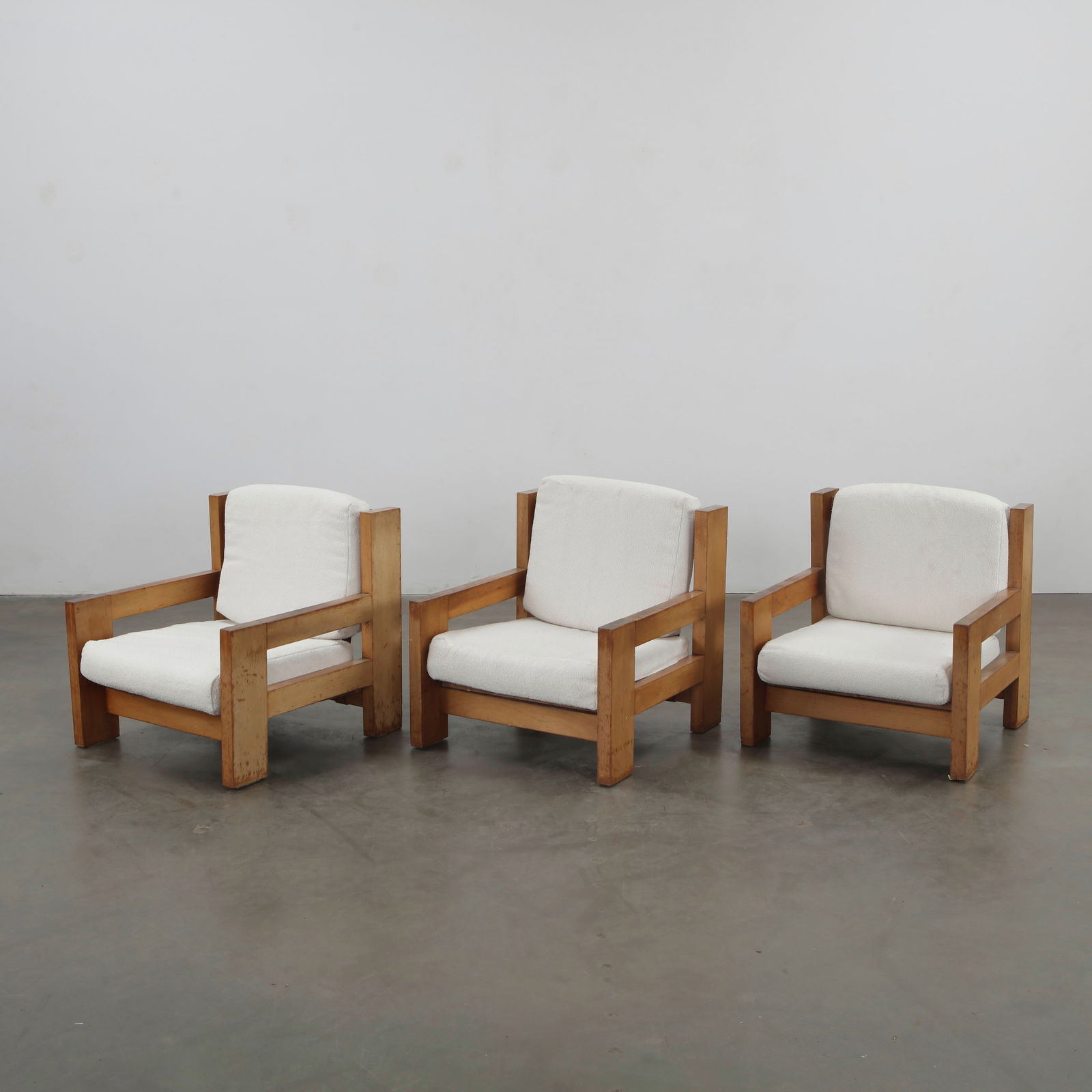 Maison Regain, Set of Three Solid Wood Armchairs, France, 1960s (1 of 20)