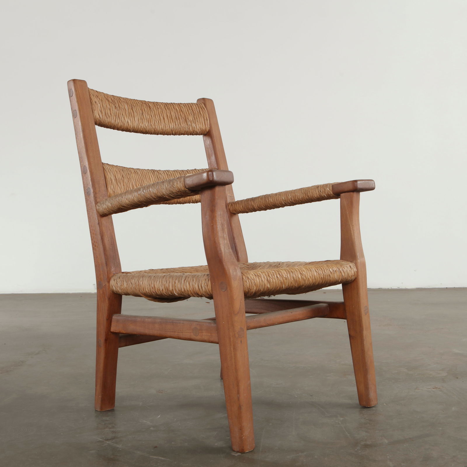 French Mid-Century Rope and Wood Chair, 1950s (1 of 16)