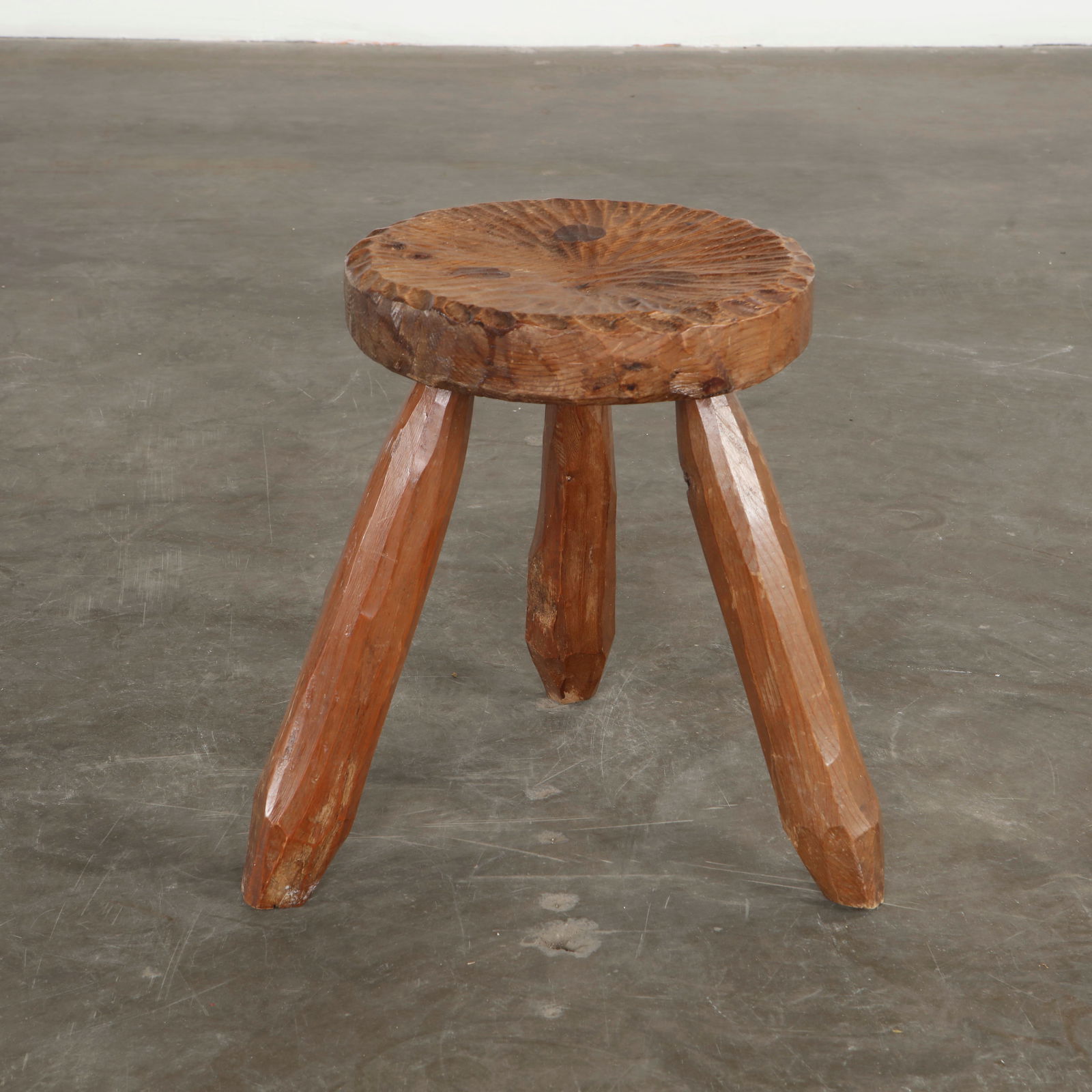 Brutalist Light Wood Stool, 1960s (1 of 7)