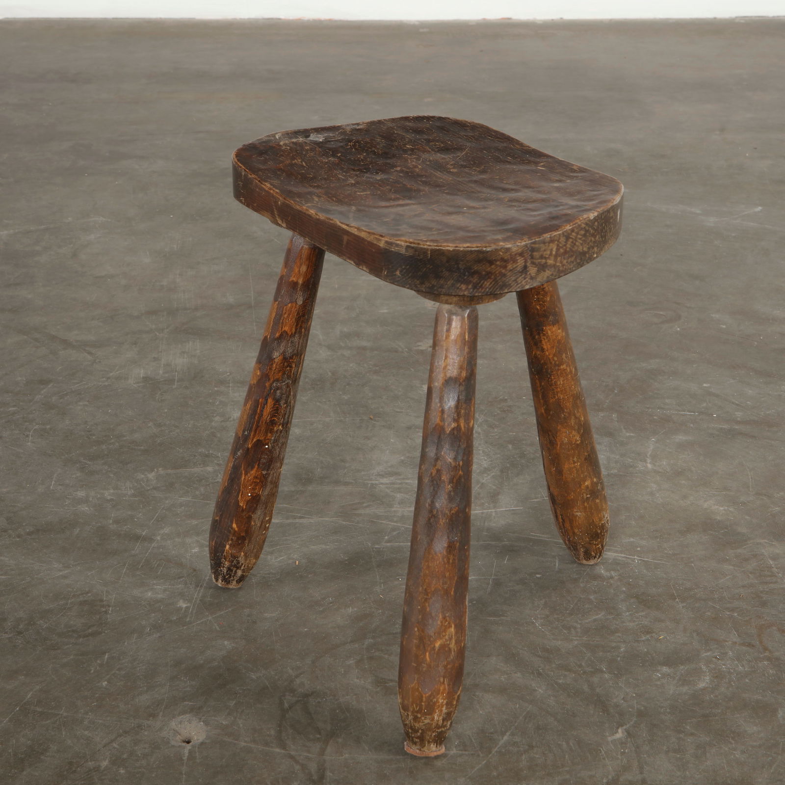 Brutalist Dark Wood Stool, 1960s (1 of 11)