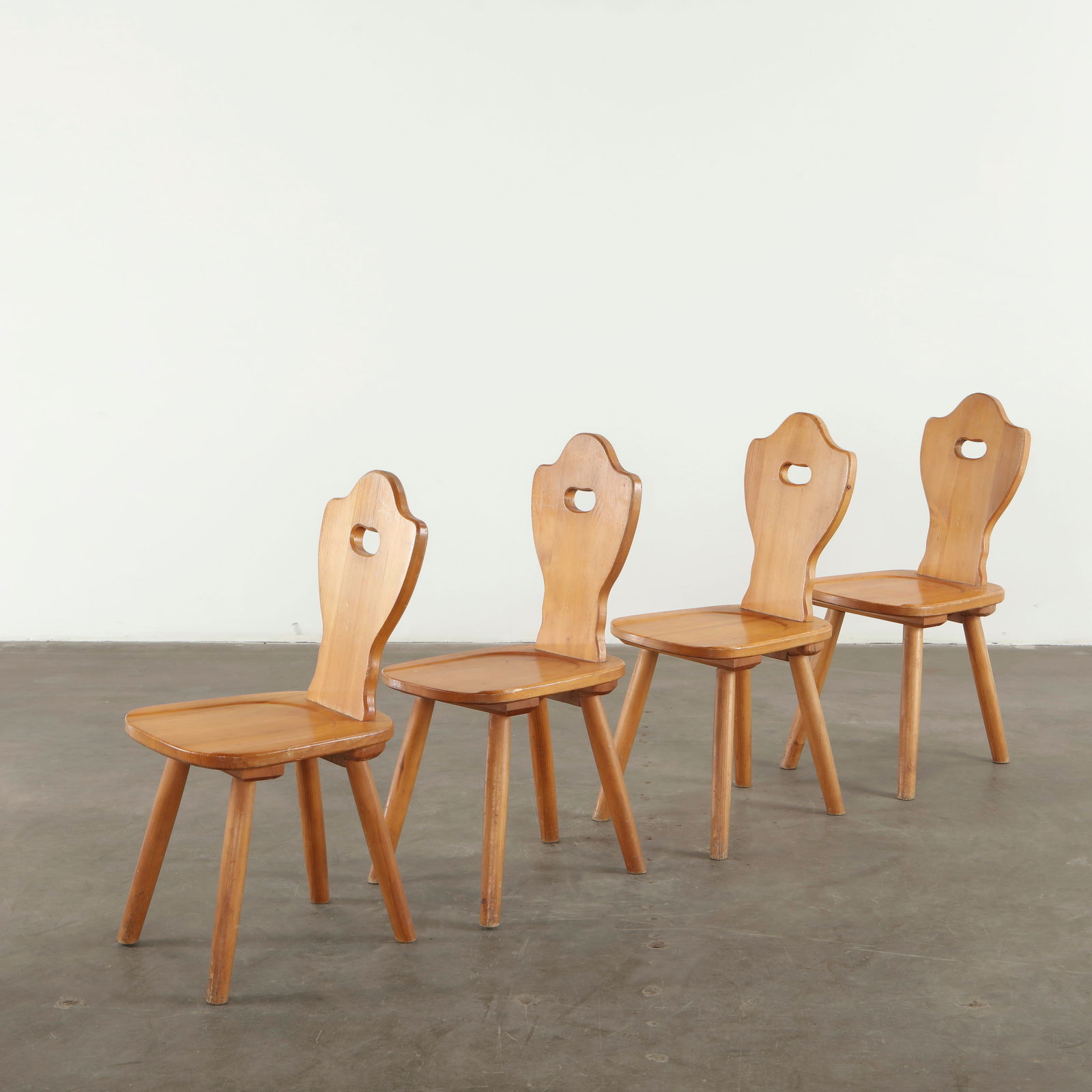 Set of Four Mid-Century Tyrolean Wood Style Folk Chairs, 1950s (1 of 20)