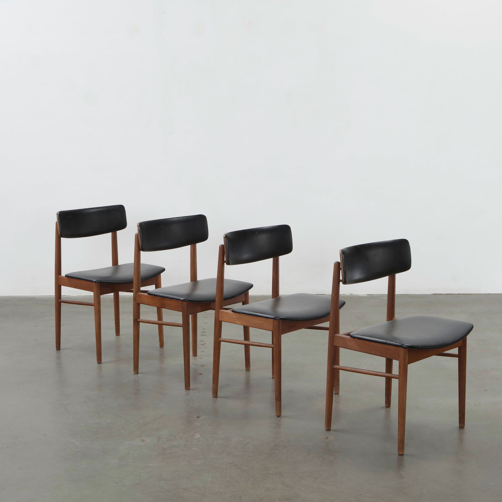 S. Chrobat for Sax, Set of Four Teak and Leather Dining Chairs, Denmark, 1960s (1 of 20)