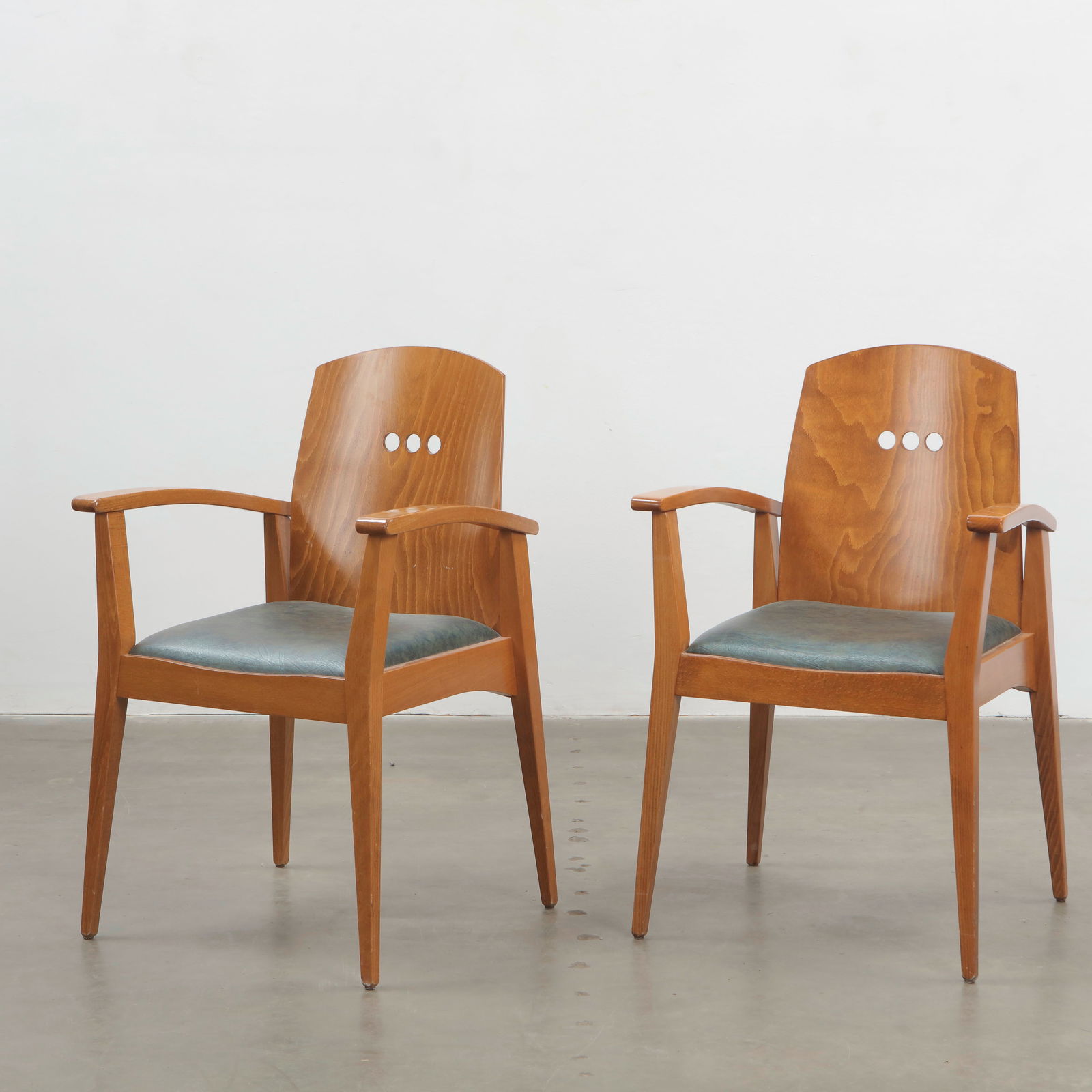 Baumann, Pair of Vegan Leather and Wood Armchairs, France, 1960s (1 of 19)