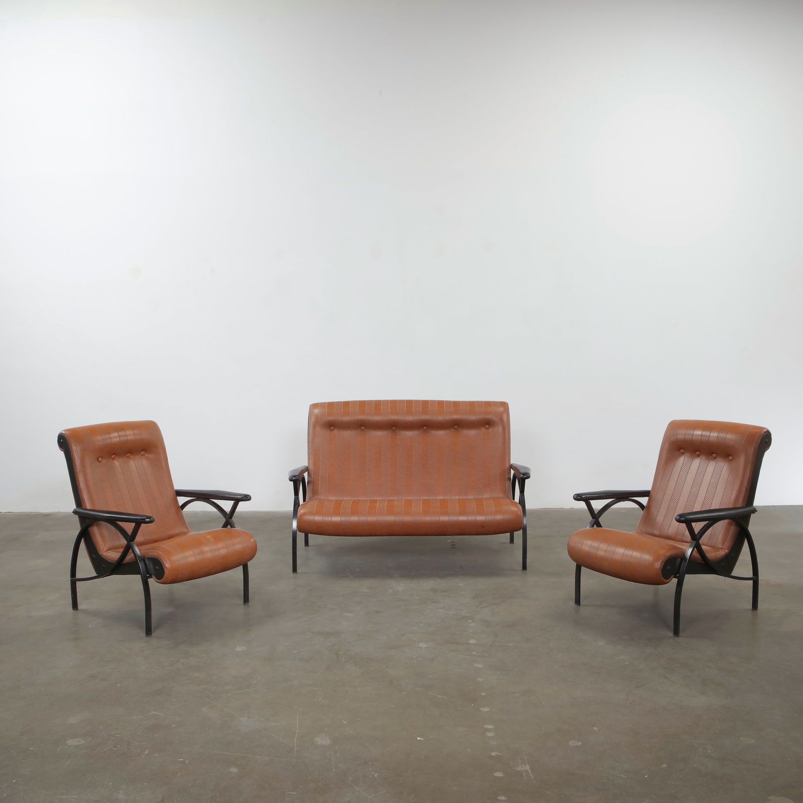 Osvaldo Borsani, Mid-Century Modern Vegan Leather Salon Set, Italy, 1950s (1 of 20)