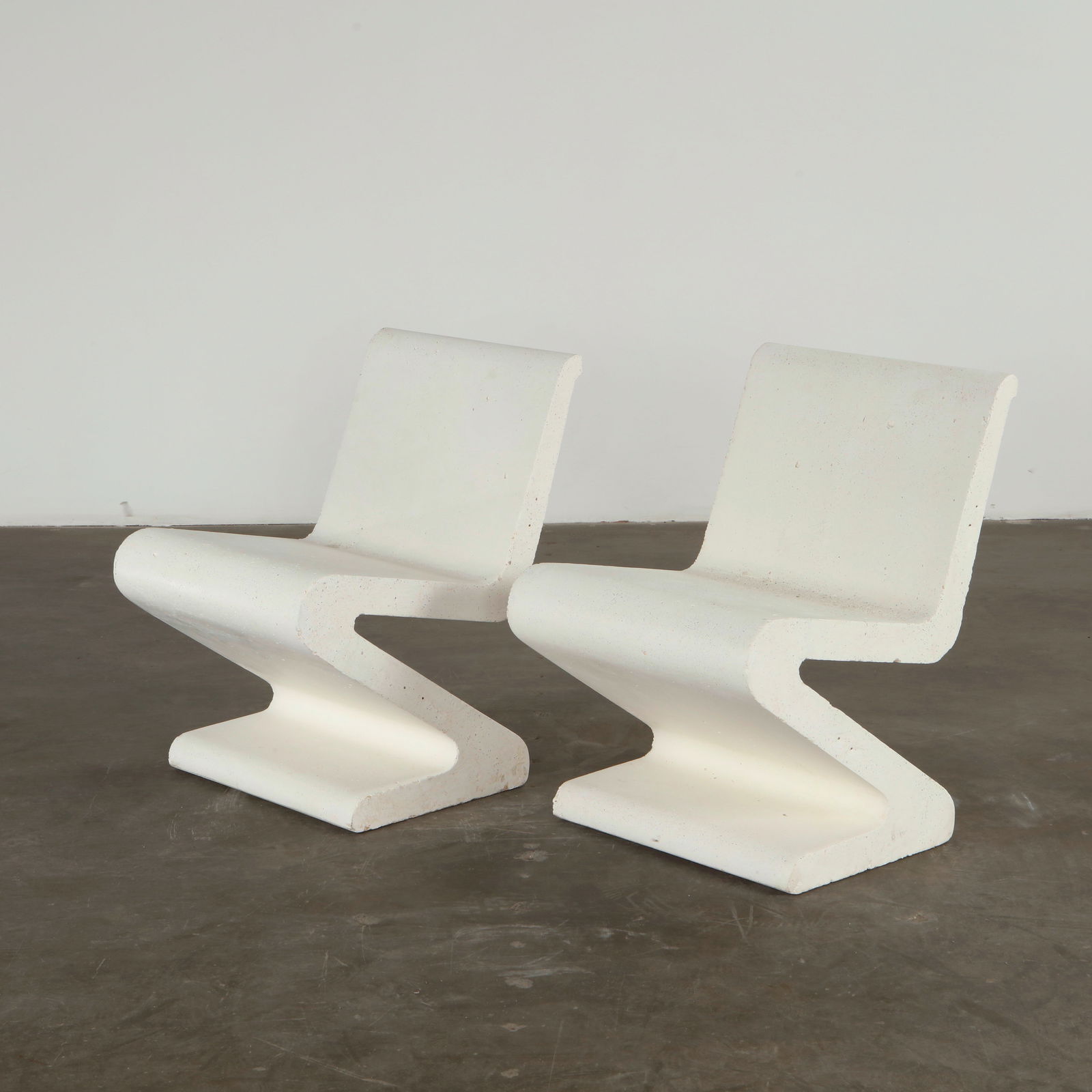 Pair of Concrete Zig Zag Chairs, 1960s (1 of 17)