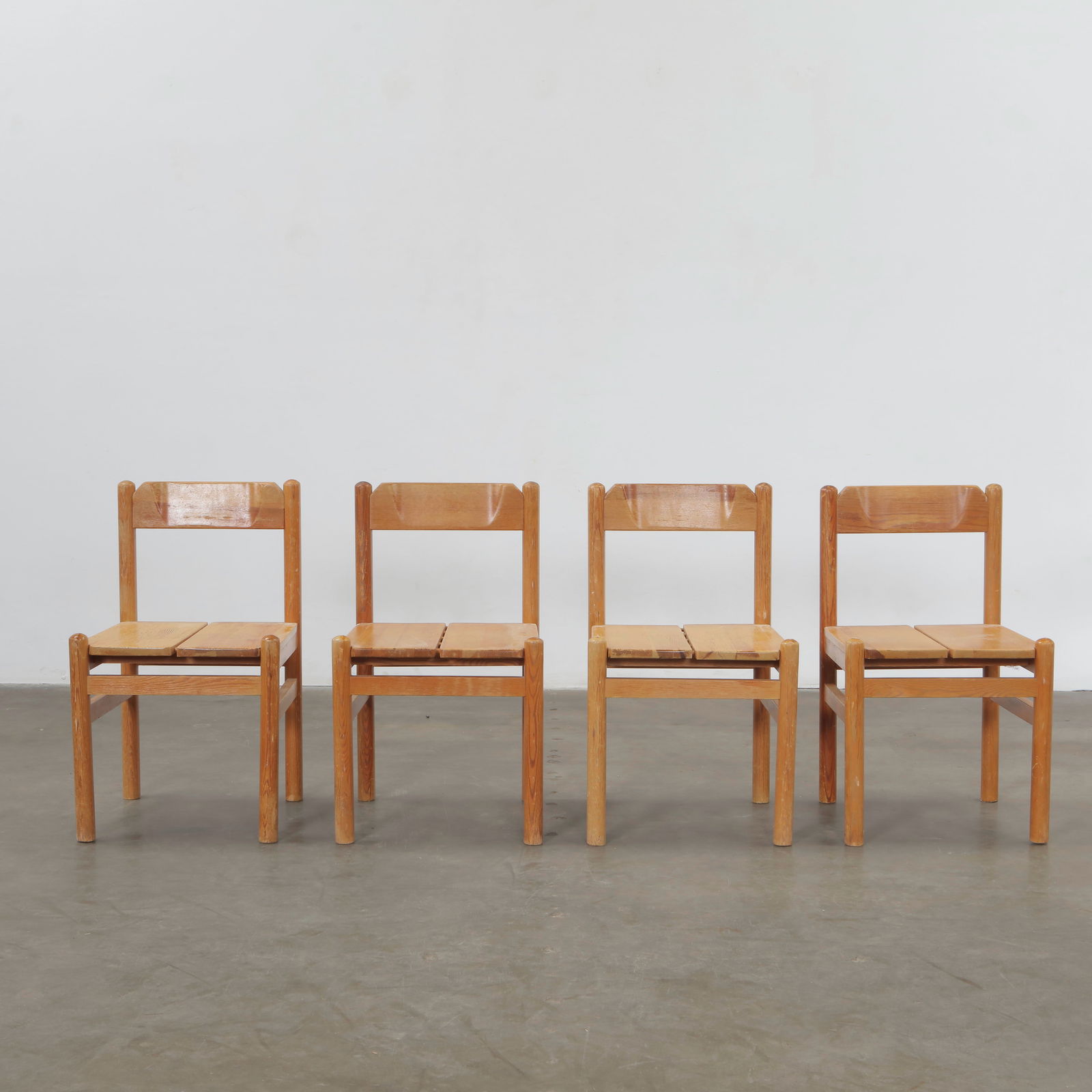 Pierre Gauthier-Delaye, Set of Four Wooden Chairs, France, 1960s - 2