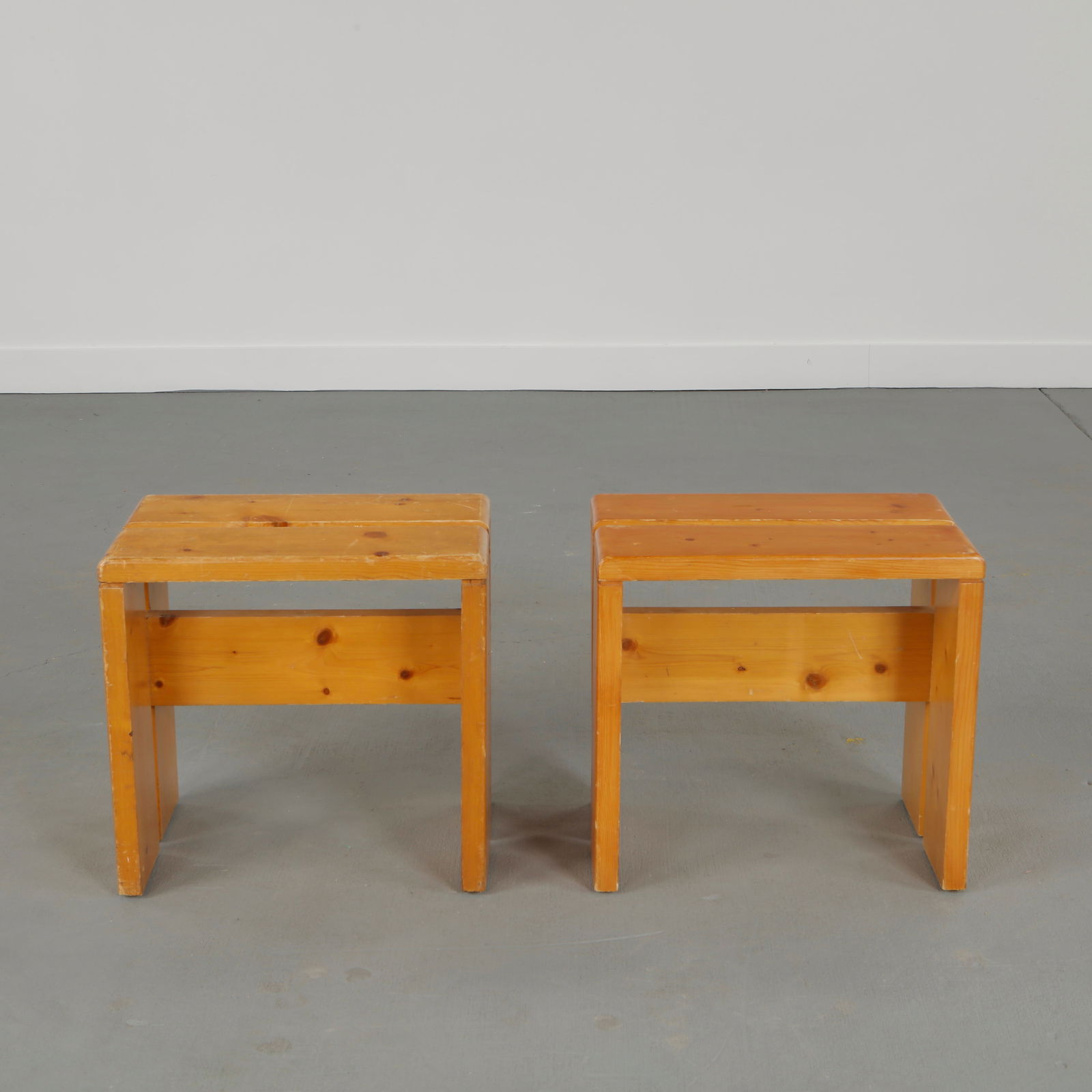 Charlotte Perriand for Les Arcs 1600, Pair of Stools, 1960s (1 of 16)