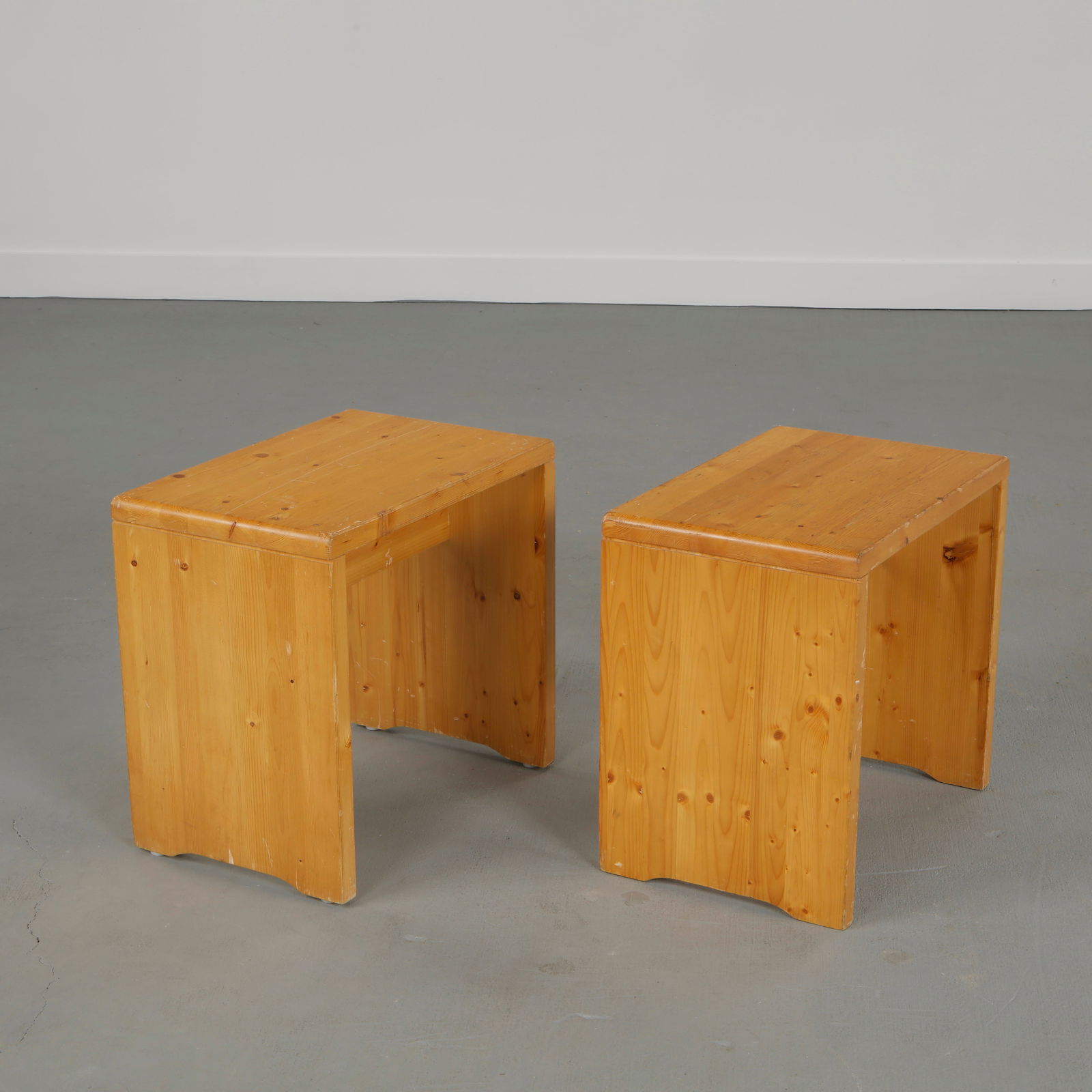 Charlotte Perriand for Les Arcs 1600, Pair of Stools, 1960s (1 of 16)