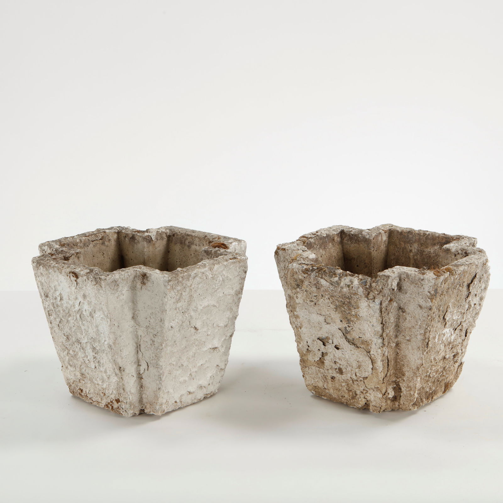 Pair of Small Square Fluted Stone Planters, 1940s (1 of 14)