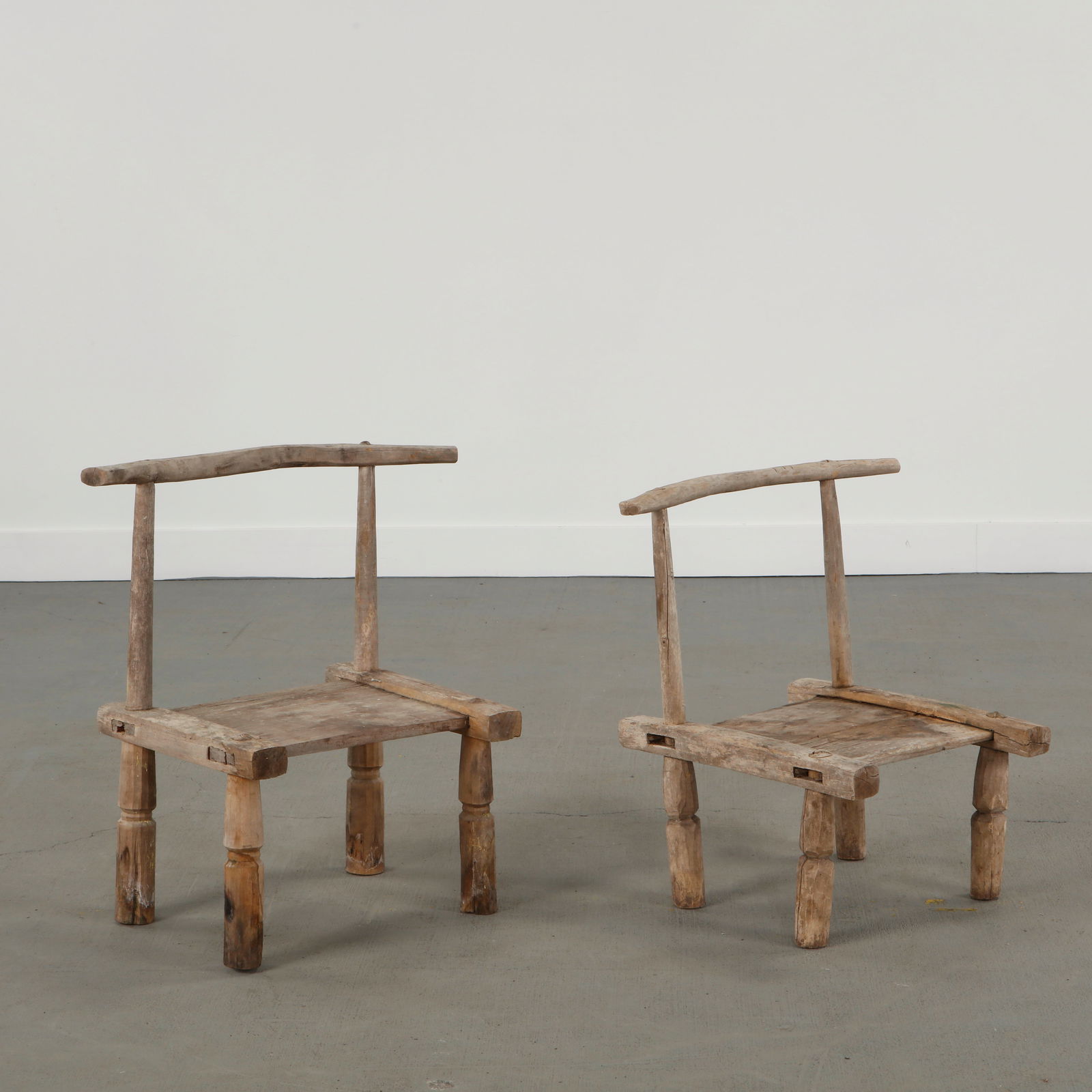 Pair of Sculptural Small Handmade Wood Chairs, 1960s (1 of 12)