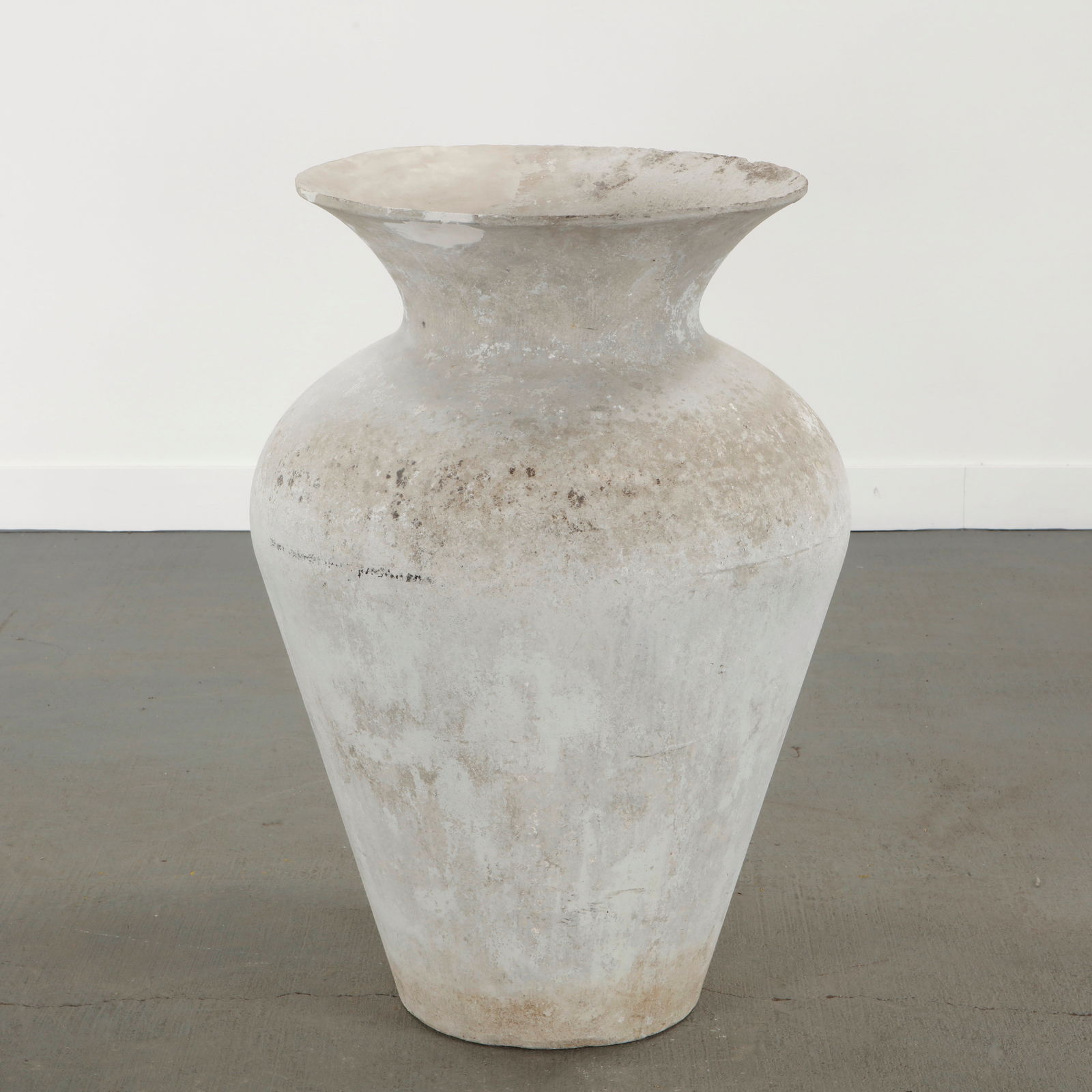 Monumental Willy Guhl Jar Planter, 1960s: Large-scale planter executed in Eternit, with generous amphora form and weathered surface, a powerful example of Guhl sculptural approach. Height: 36 in. Diameter: 24 in. Opening Diameter: 11 in.