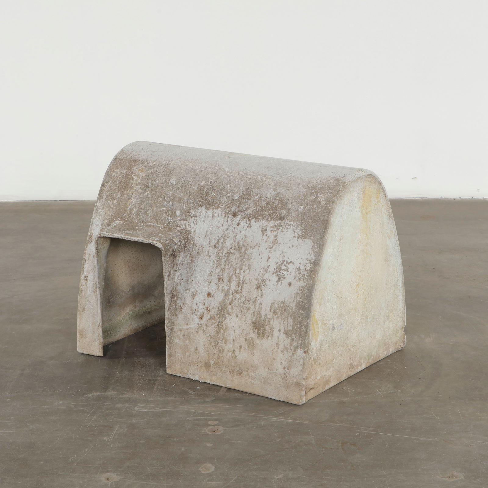 Willy Guhl, Rare Mini Dog House, 1960s.: A rare small molded fiber-cement dog house with a domed form and arched opening. A playful yet architectural piece that exemplifies Guhl inventive approach to outdoor living and material experimentati