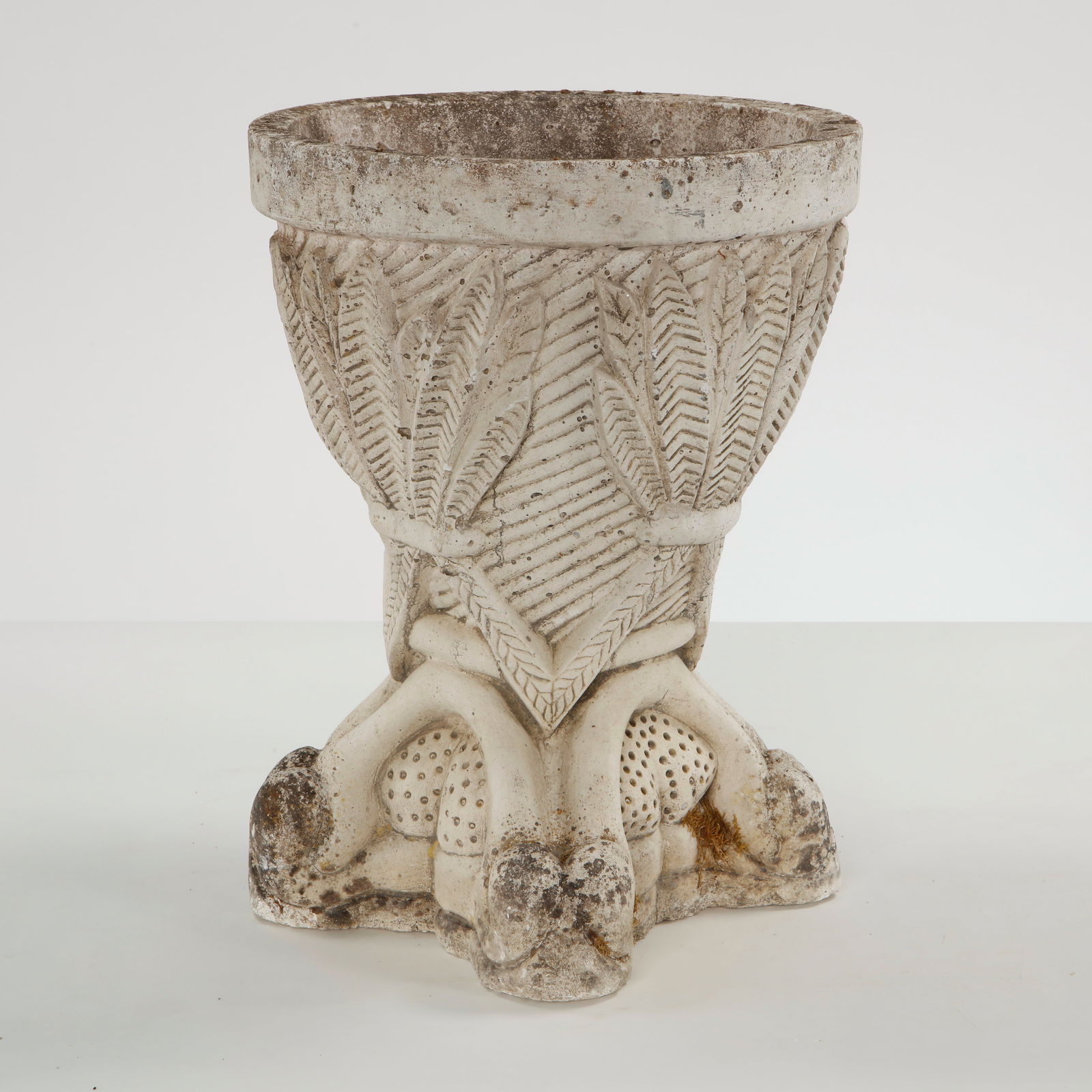 Carved Stone Planter with Foliate Motifs, 1940s (1 of 12)