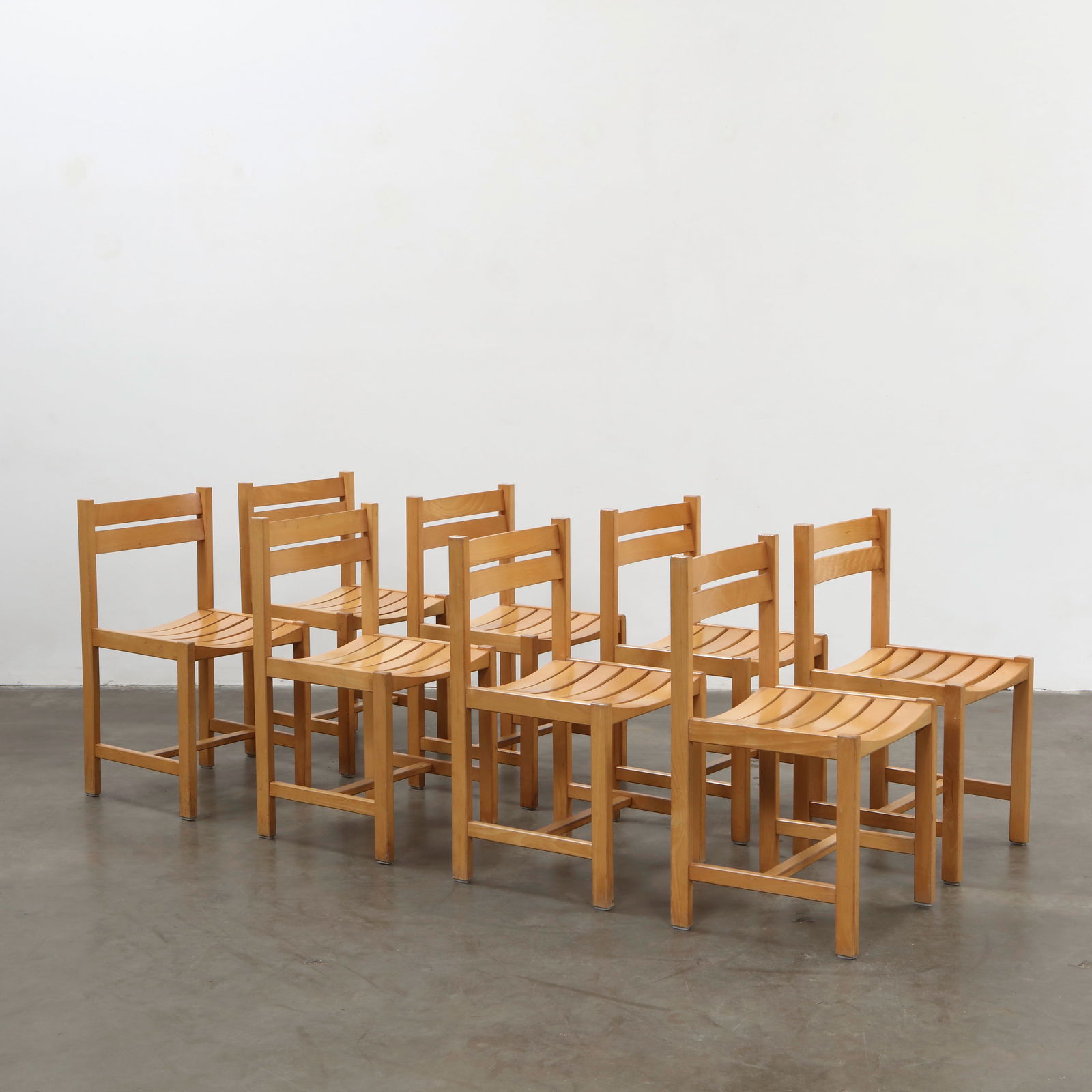 Andre Sornay, Set of Eight Wood Dining Chairs, 1970s (1 of 20)